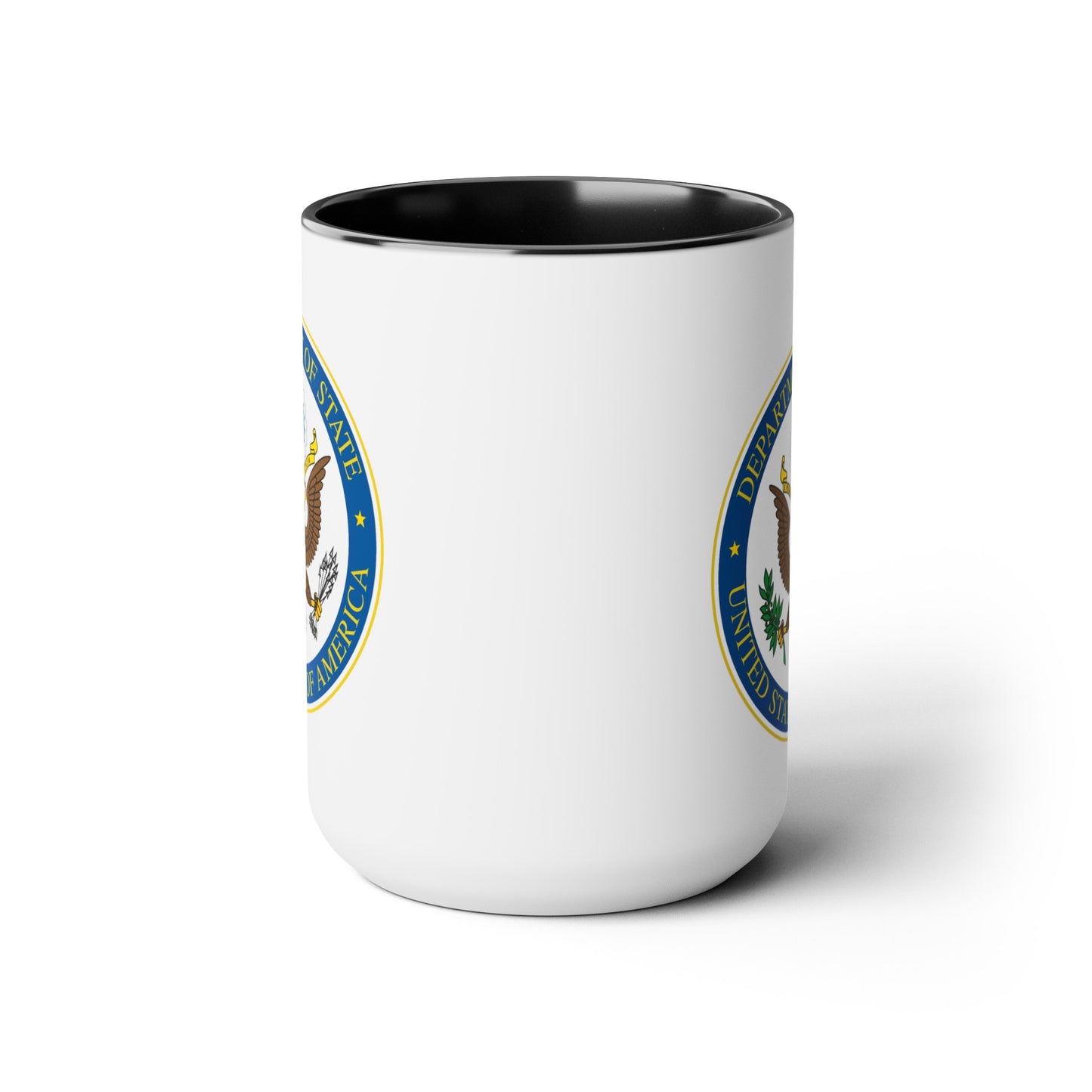 Department of State Coffee Mug - Double Sided Black Accent White Ceramic 15oz by TheGlassyLass.com