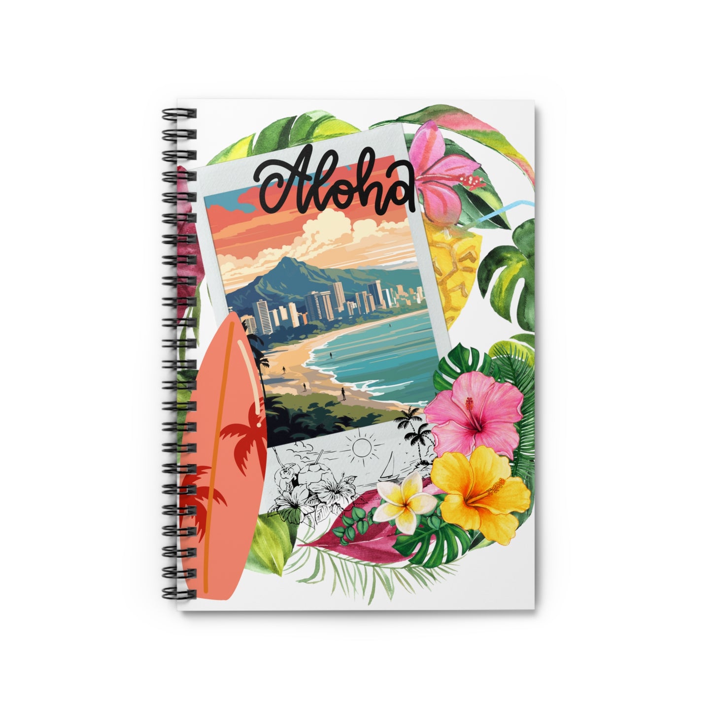 Waikiki Hawaii: Spiral Notebook - Log Books - Journals - Diaries - and More Custom Printed by TheGlassyLass.com