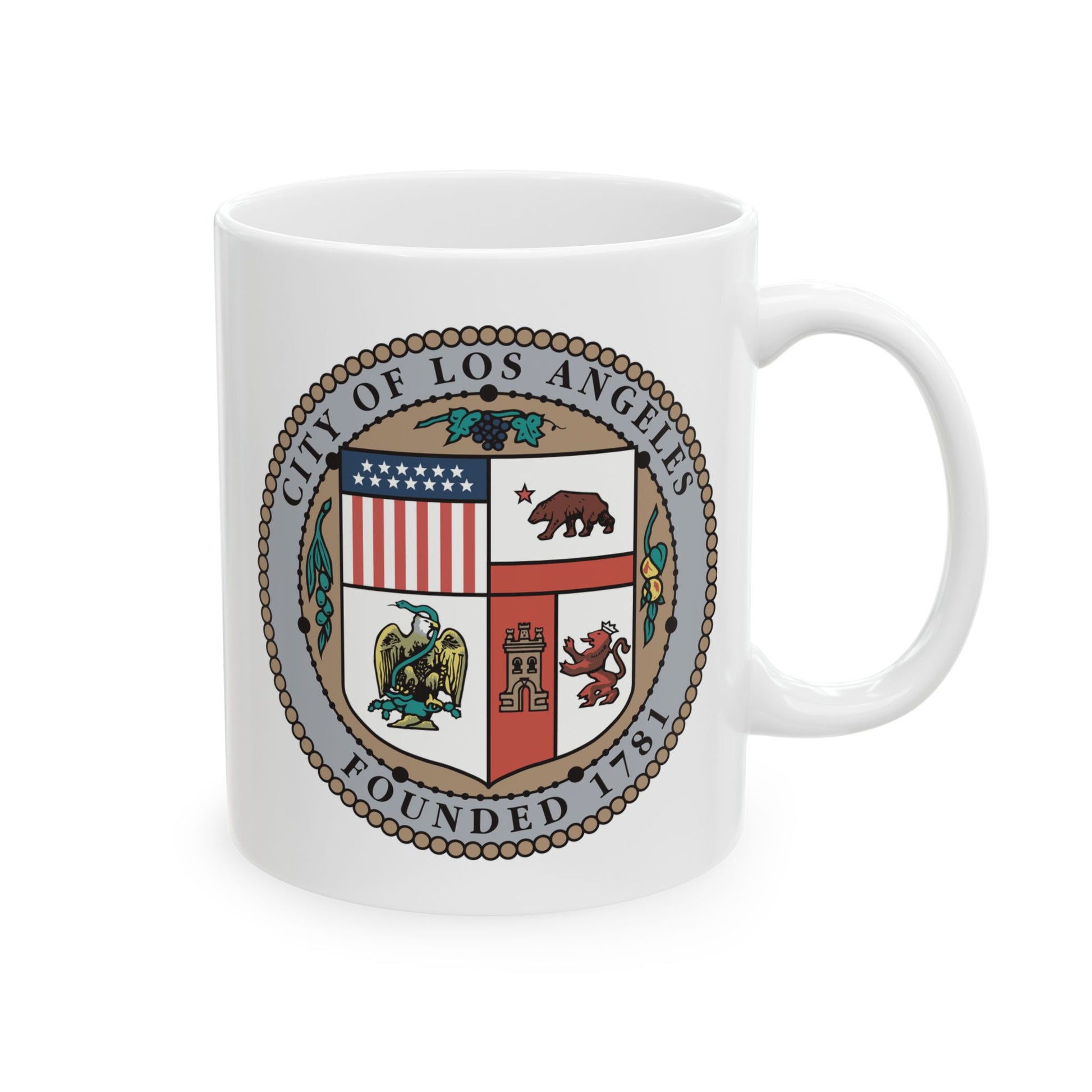 City of Los Angeles California Coffee Mug - Double Sided Print, White Ceramic, 11oz by TheGlassyLass.com