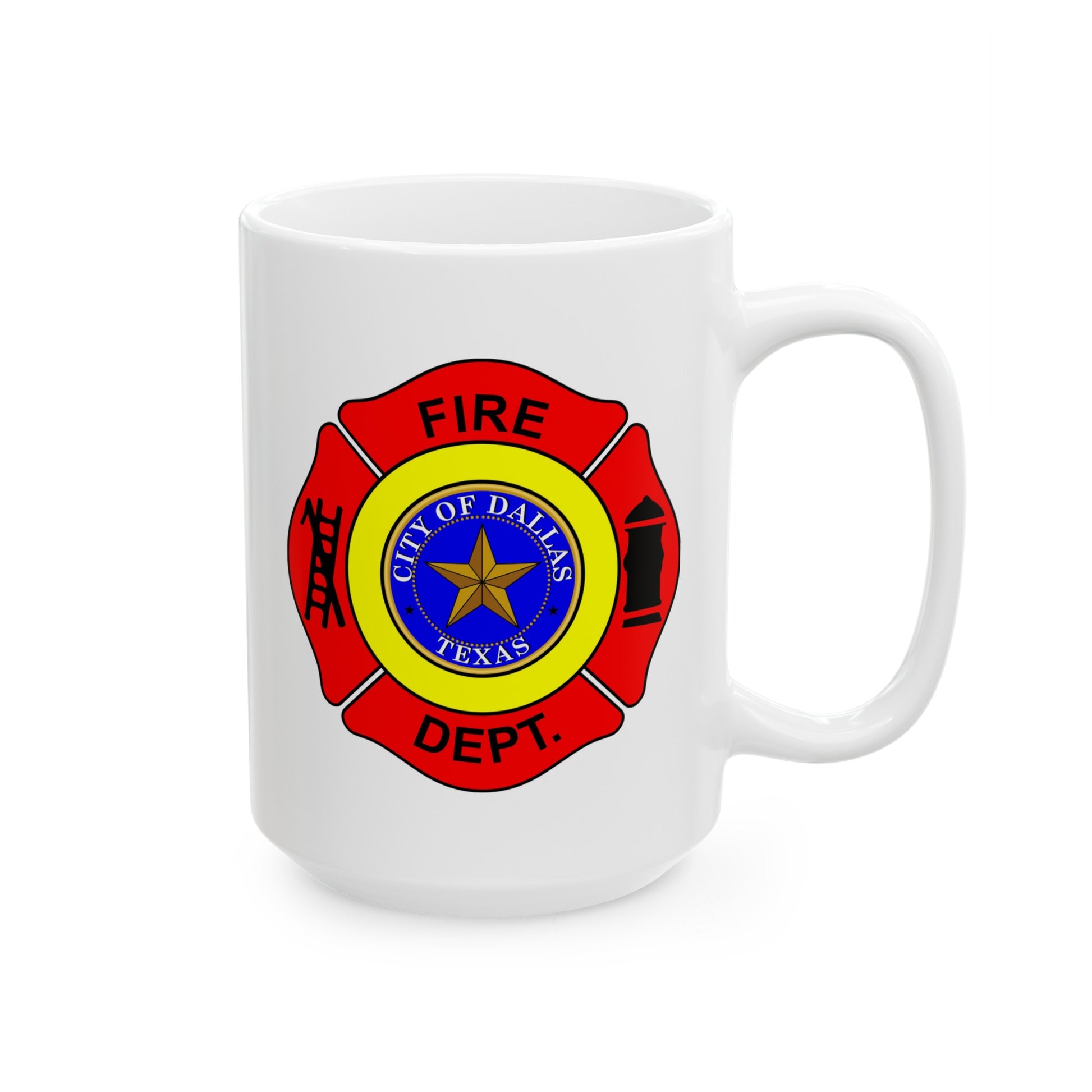 Dallas Fire Department Coffee Mug - Double Sided Print White Ceramic 15oz by TheGlassyLass.com