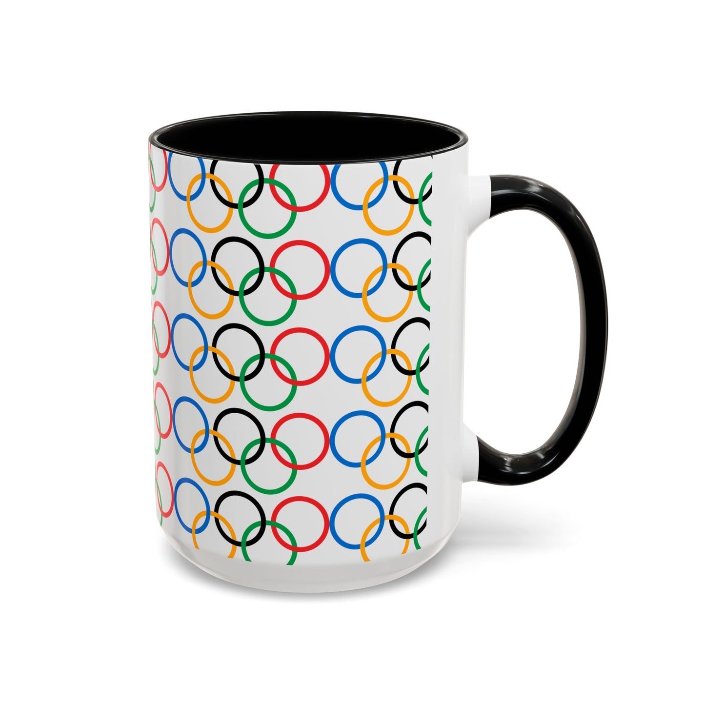 Olympic Fever Coffee Mug - Double Sided Black Accent White Ceramic 15oz by TheGlassyLass.com