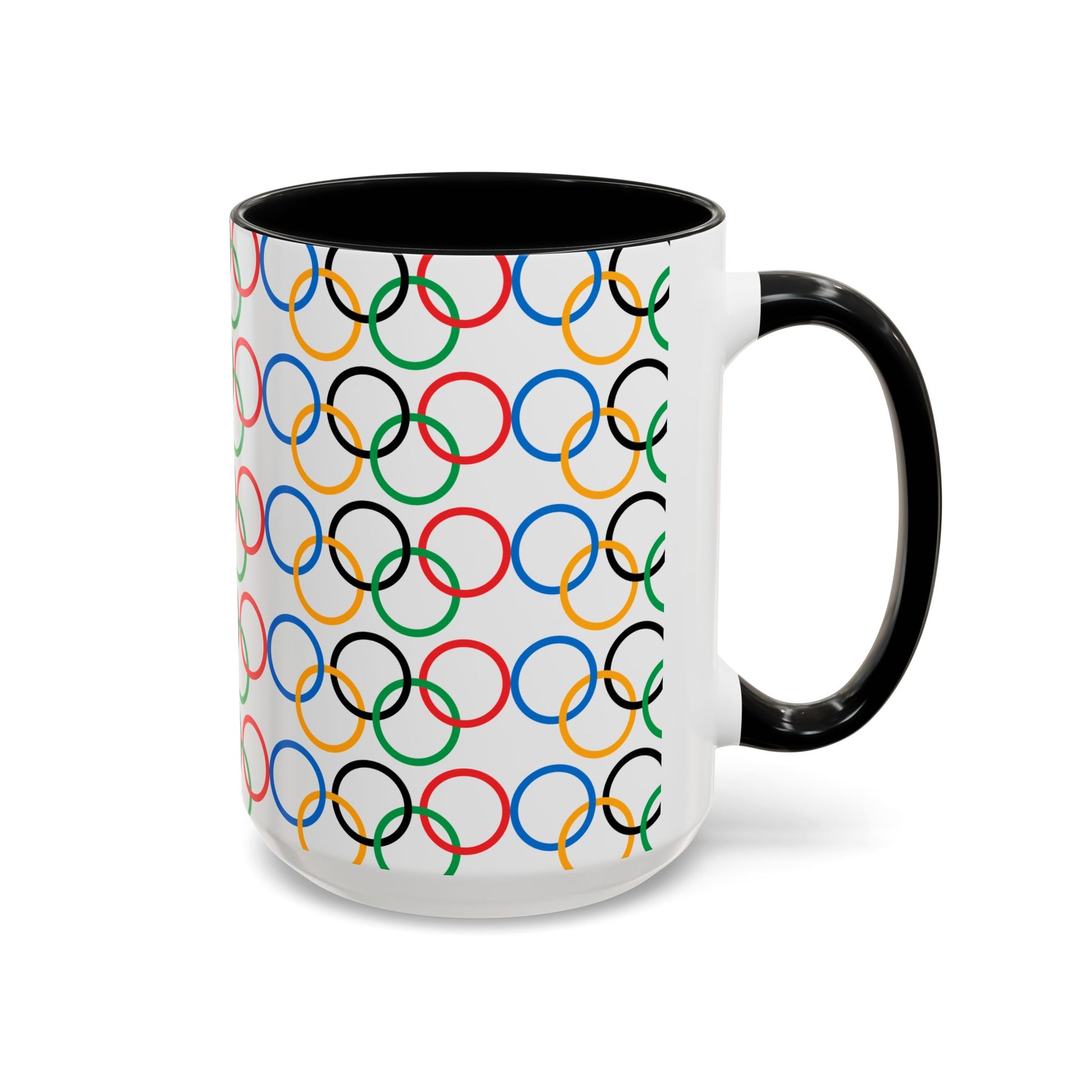 Olympic Fever Coffee Mug - Double Sided Black Accent White Ceramic 15oz by TheGlassyLass.com
