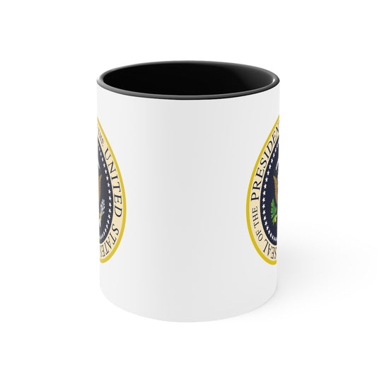 Presidential Seal Coffee Mug - Double Sided Black Accent White Ceramic 11oz by TheGlassyLass