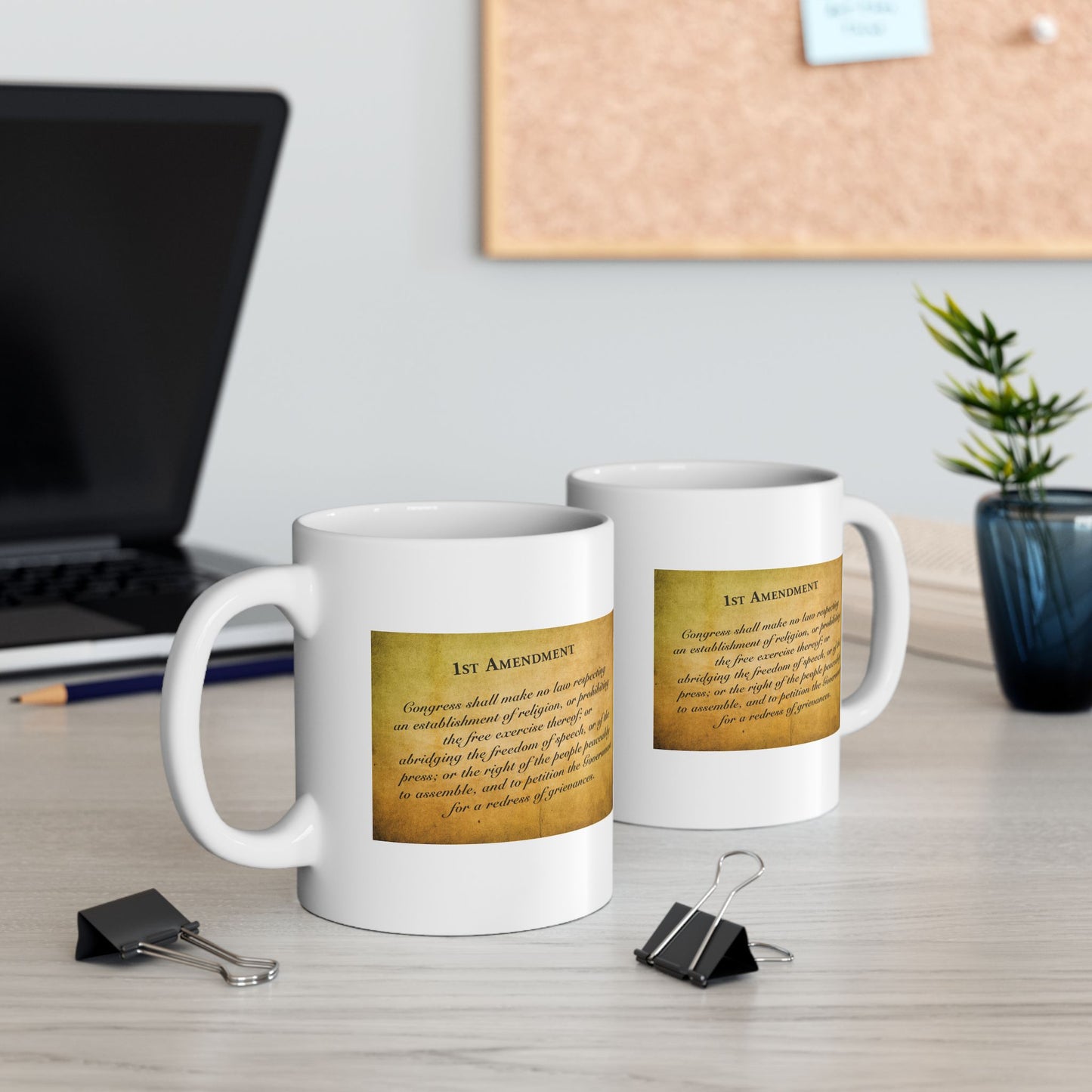 1st Amendment Coffee Mug - Double Sided White Ceramic 11oz by TheGlassyLass.com