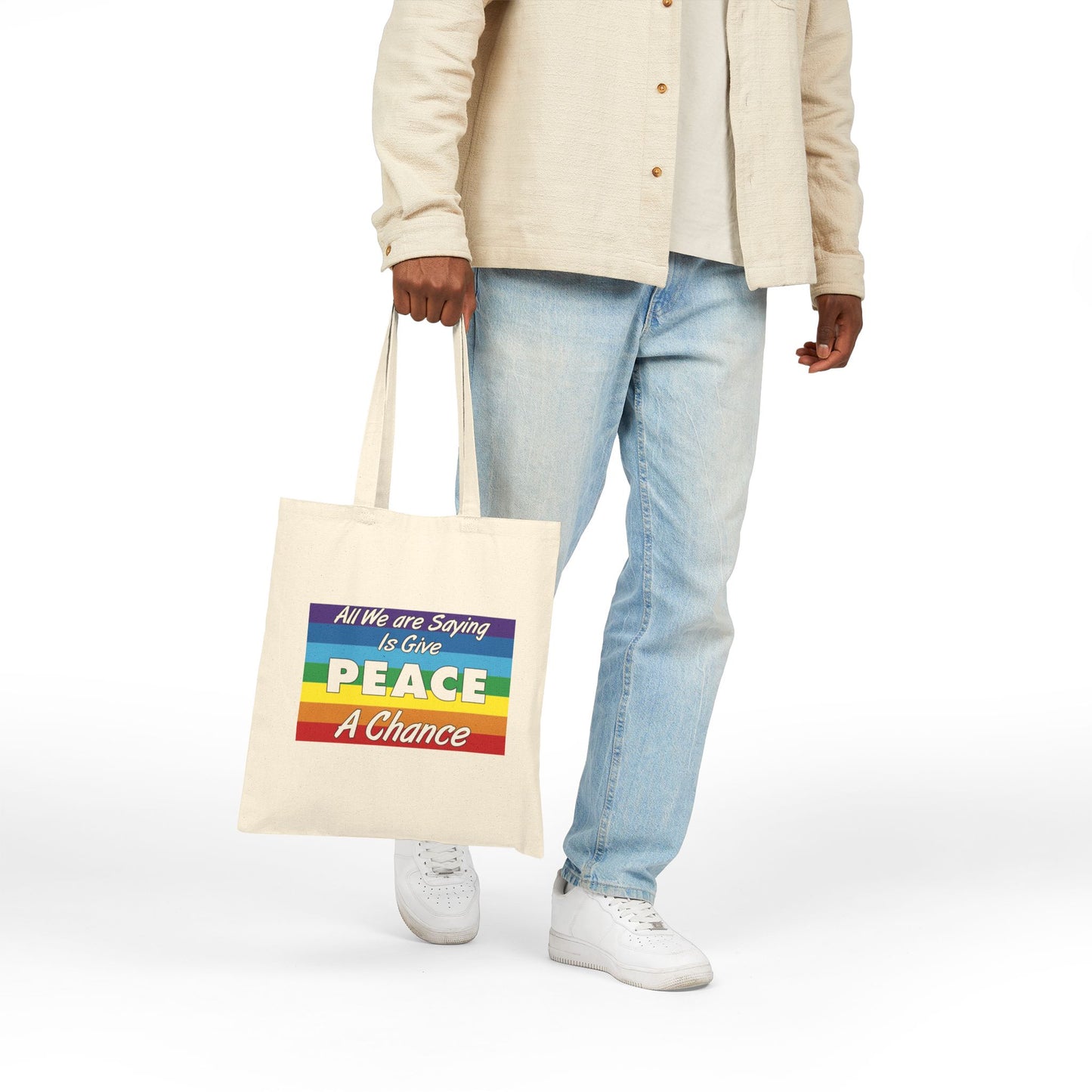 Give Peace a Chance Tote Bag - Heavyweight 100% Cotton Canvas by TheGlassyLass.com