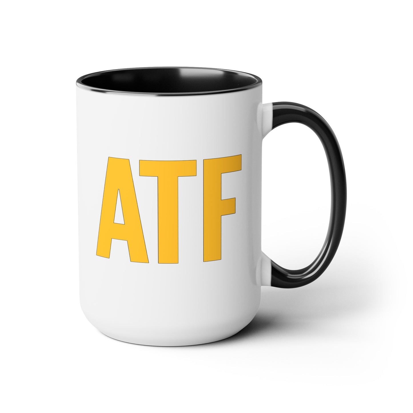 ATF Coffee Mug - Double Sided Black Accent White Ceramic 15oz by TheGlassyLass.com