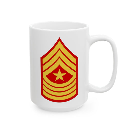 United States Marine Corps Sergeant Major (E-9) Chevron Coffee Mug - Double Sided White Ceramic 15oz - by TheGlassyLass.com