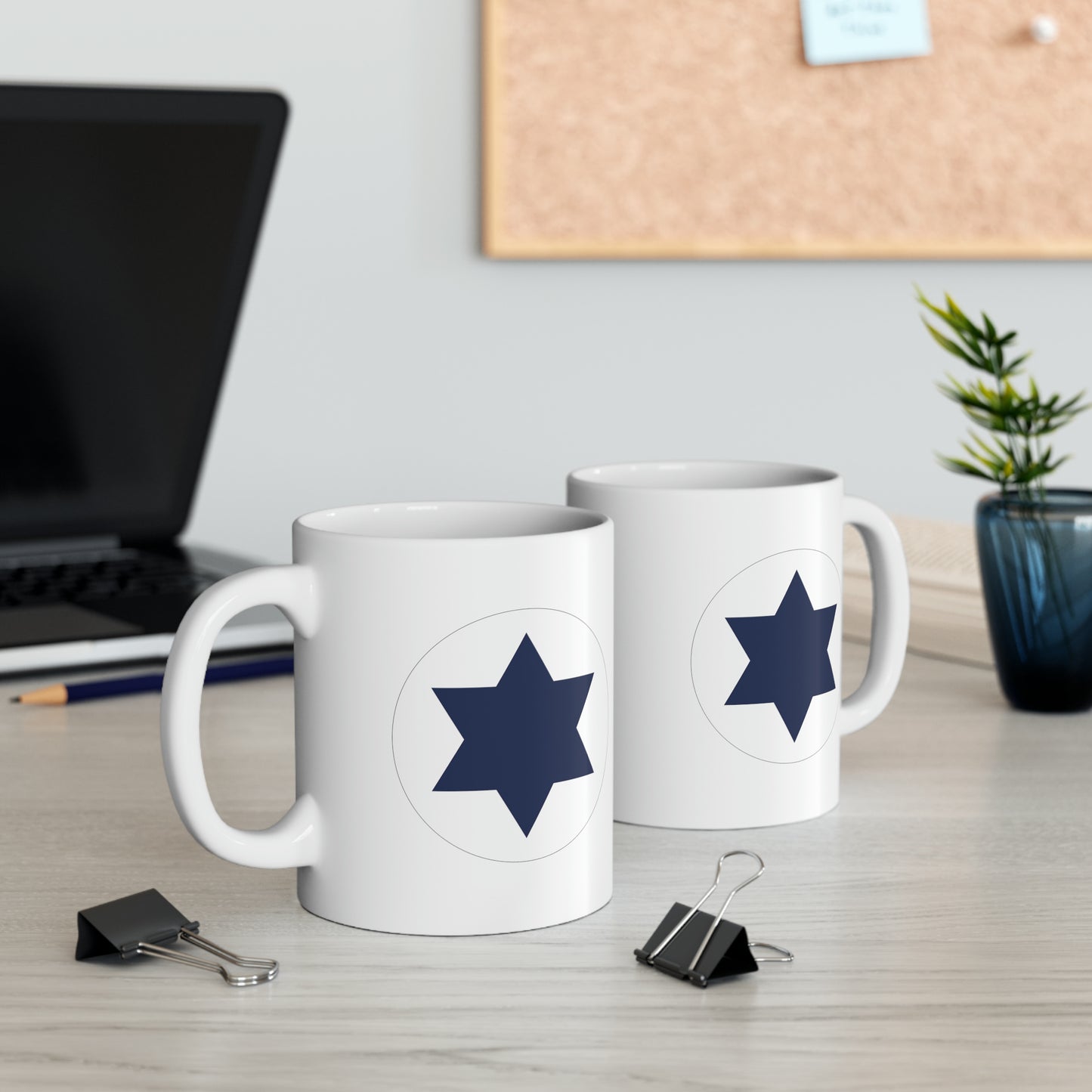 Israeli Air Force Roundel Coffee Mug - Double Sided White Ceramic 11oz - By TheGlassyLass.com