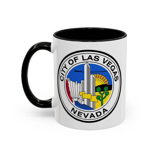 City of Las Vegas Seal Coffee Mug - Double Sided Print, Black Accent White Ceramic, 11oz by TheGlassyLass.com