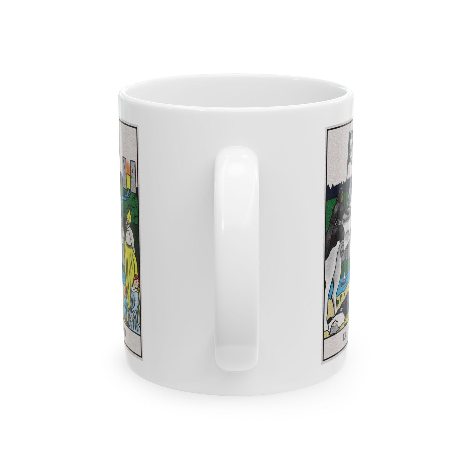 Death Tarot Card Coffee Mug - Double Sided Print, White Ceramic, 11oz by TheGlassyLass.com
