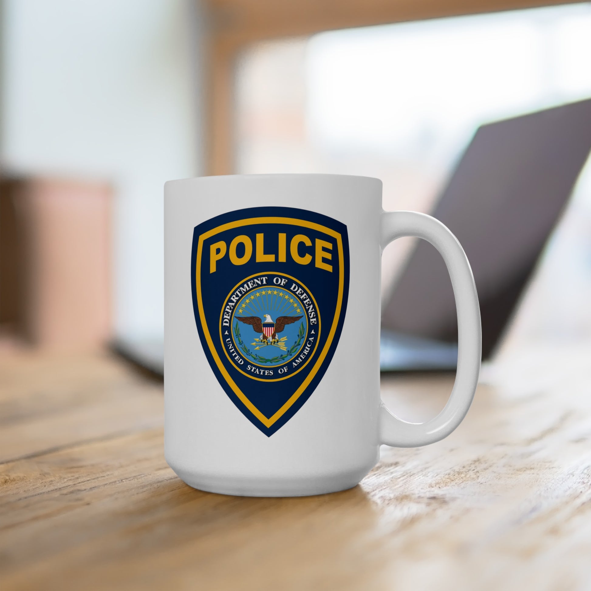 DOD Police Coffee Mug - Double Sided White Ceramic 15oz by TheGlassyLass.com