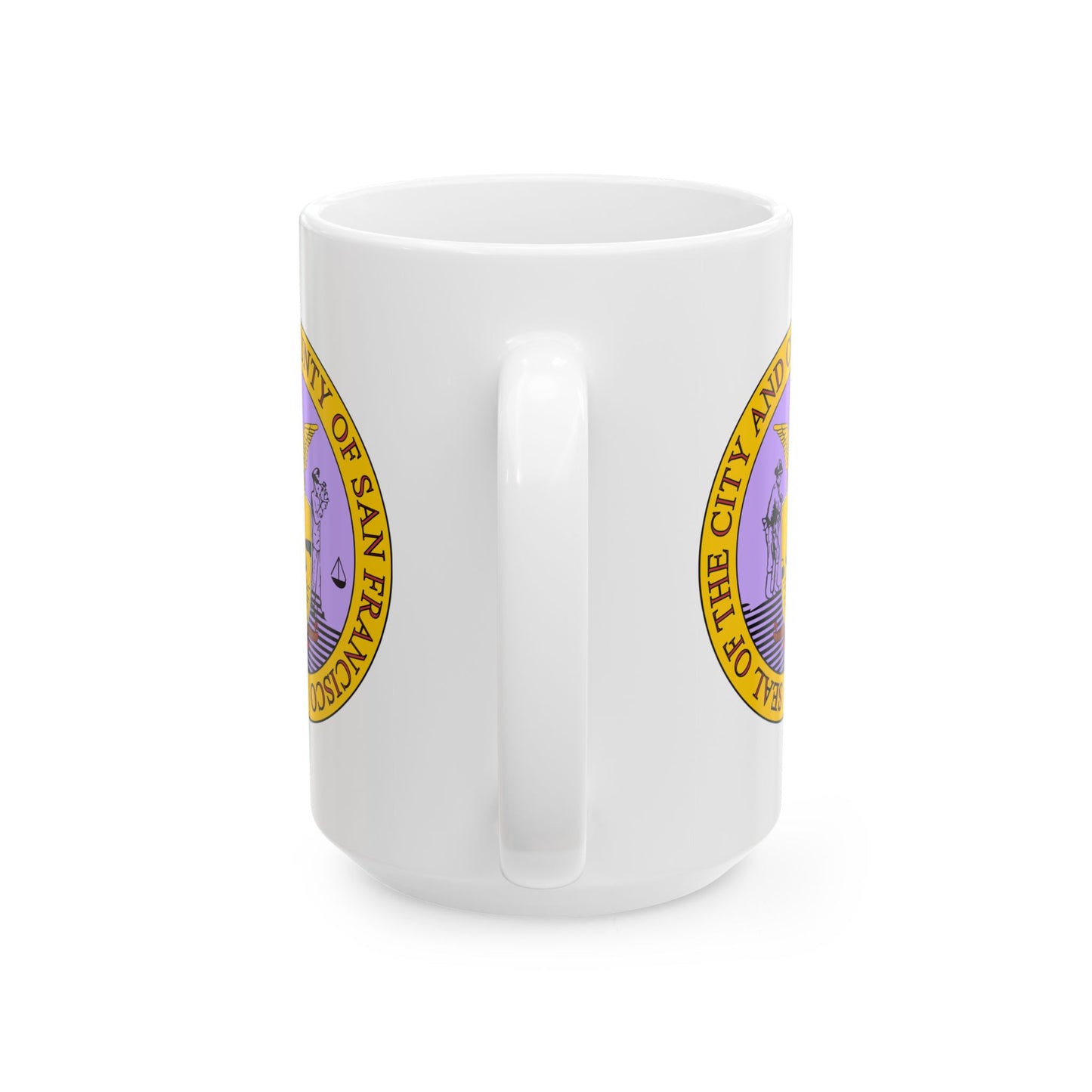San Francisco City / County Seal Coffee Mug - Double Sided Print, White Ceramic, 15oz by TheGlassyLass.com
