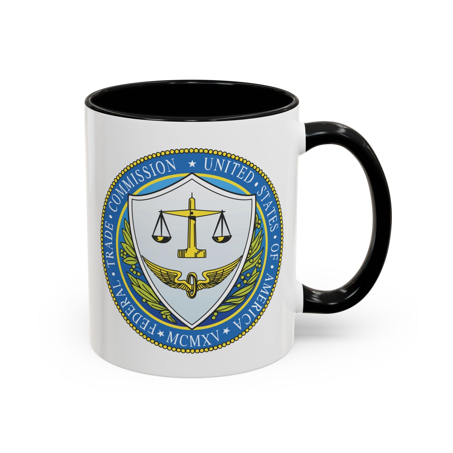 Federal Trade Commission Coffee Mug - Double Sided Print, Black Accent White Ceramic, 11oz by TheGlassyLass.com