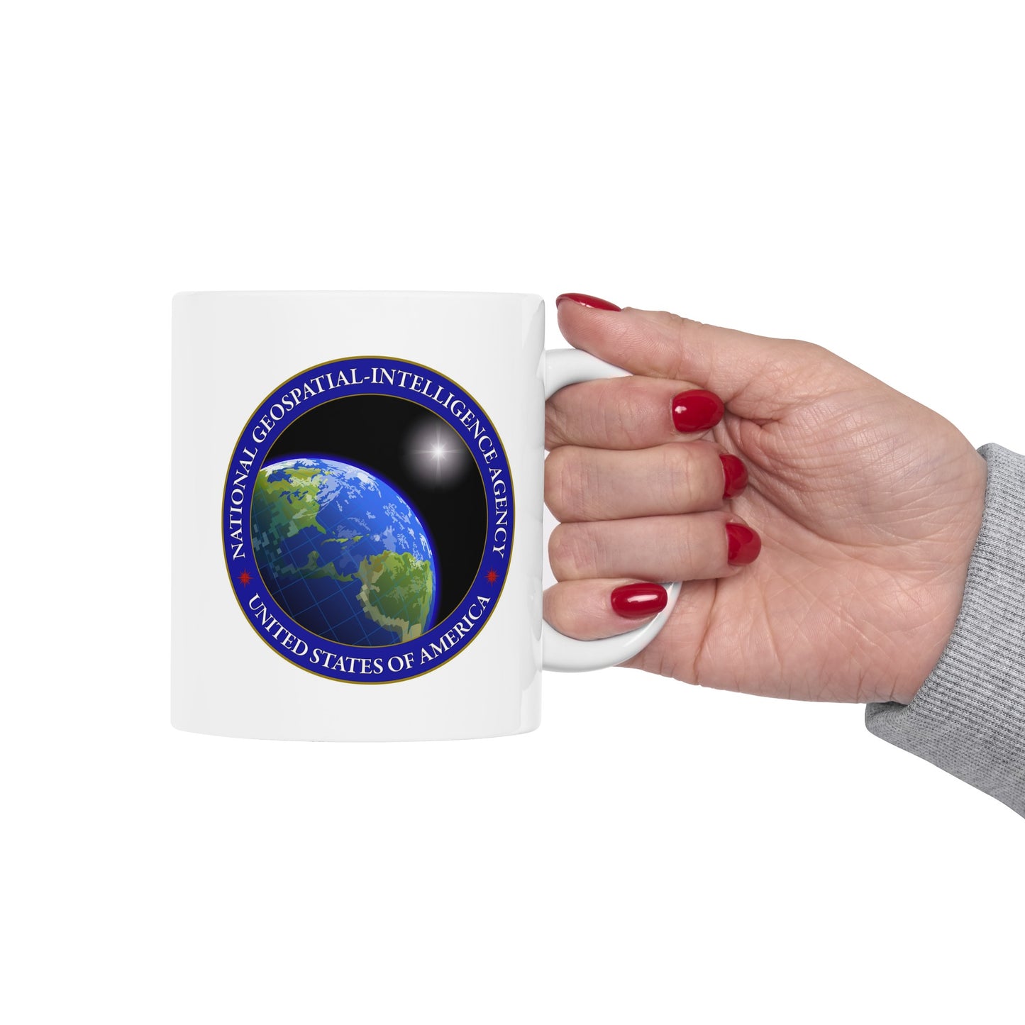 National Geospatial-Intelligence Agency Coffee Mug Double Sided White Ceramic 11oz by TheGlassyLass.com