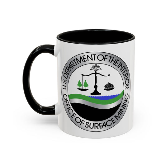 Department of the Interior Office of Surface Mining Seal Coffee Mug - Double Sided Print, Black Accent White Ceramic, 11oz by TheGlassyLass.com