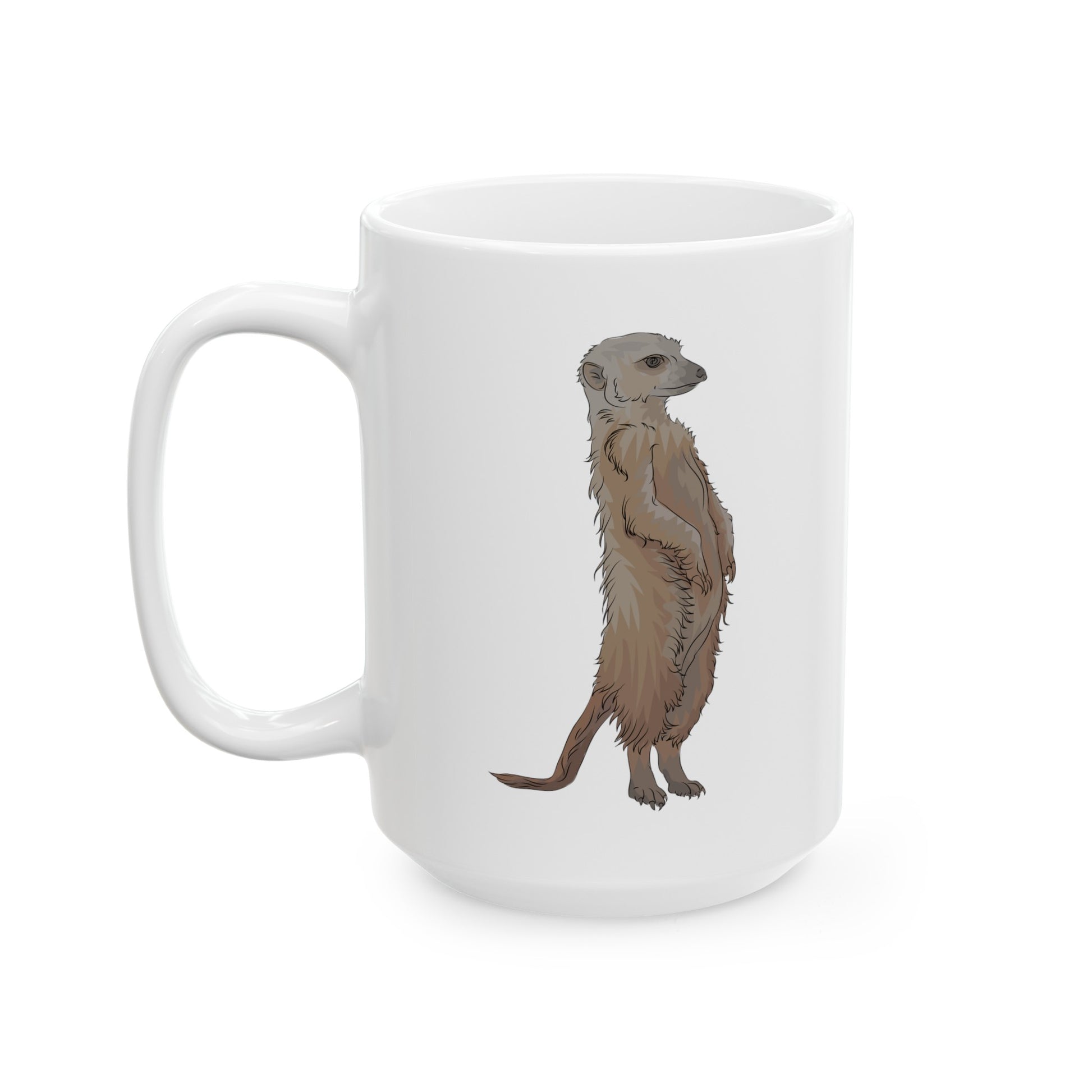 Meerkat Coffee Mug - Double Sided White Ceramic 15oz by TheGlassyLass.com