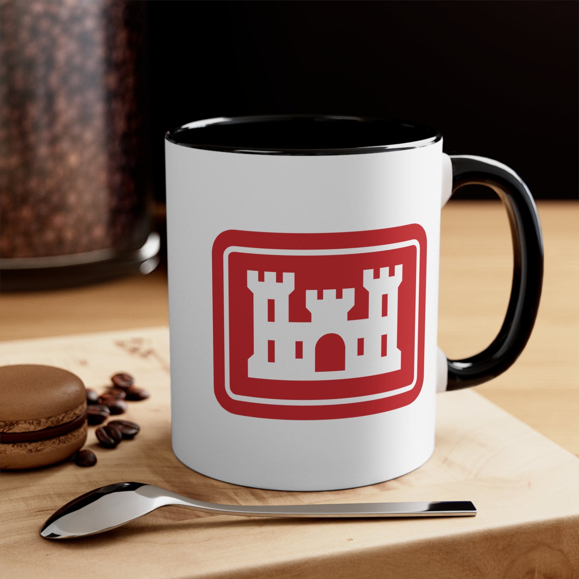 US Army Corps of Engineers Coffee Mug - Double Sided Black Accent Ceramic 11oz - by TheGlassyLass