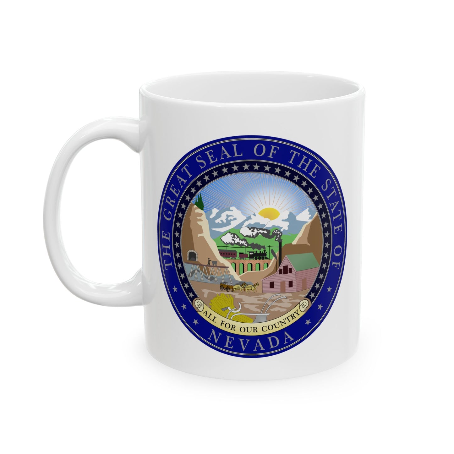 State Seal of Nevada Coffee Mug - Double Sided Print, White Ceramic, 11oz by TheGlassyLass.com