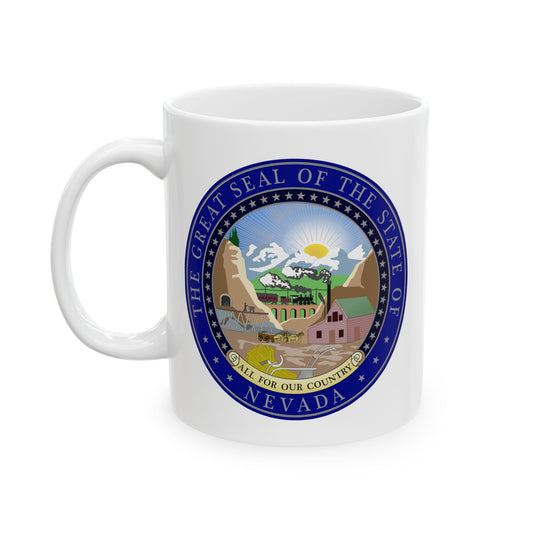 State Seal of Nevada Coffee Mug - Double Sided Print, White Ceramic, 11oz by TheGlassyLass.com