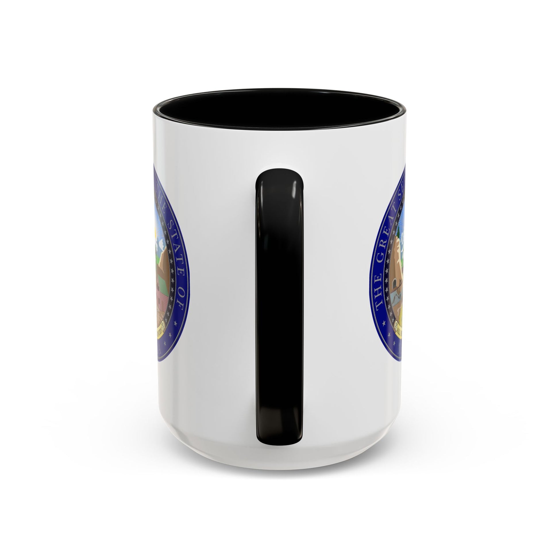 State Seal of Nevada Coffee Mug - Double Sided Print, Black Accent White Ceramic, 15oz by TheGlassyLass.com