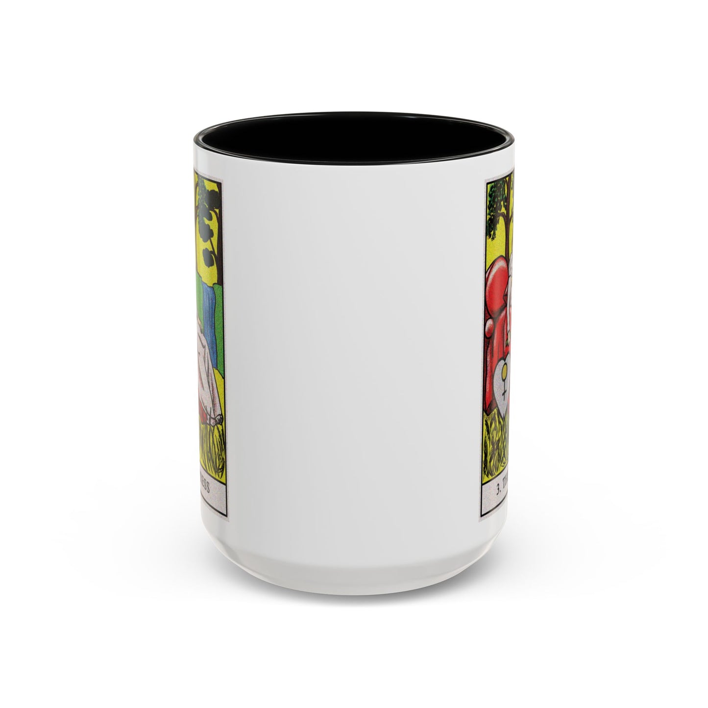 The Empress Tarot Card Coffee Mug - Double Sided Black Accent White Ceramic 15oz by TheGlassyLass