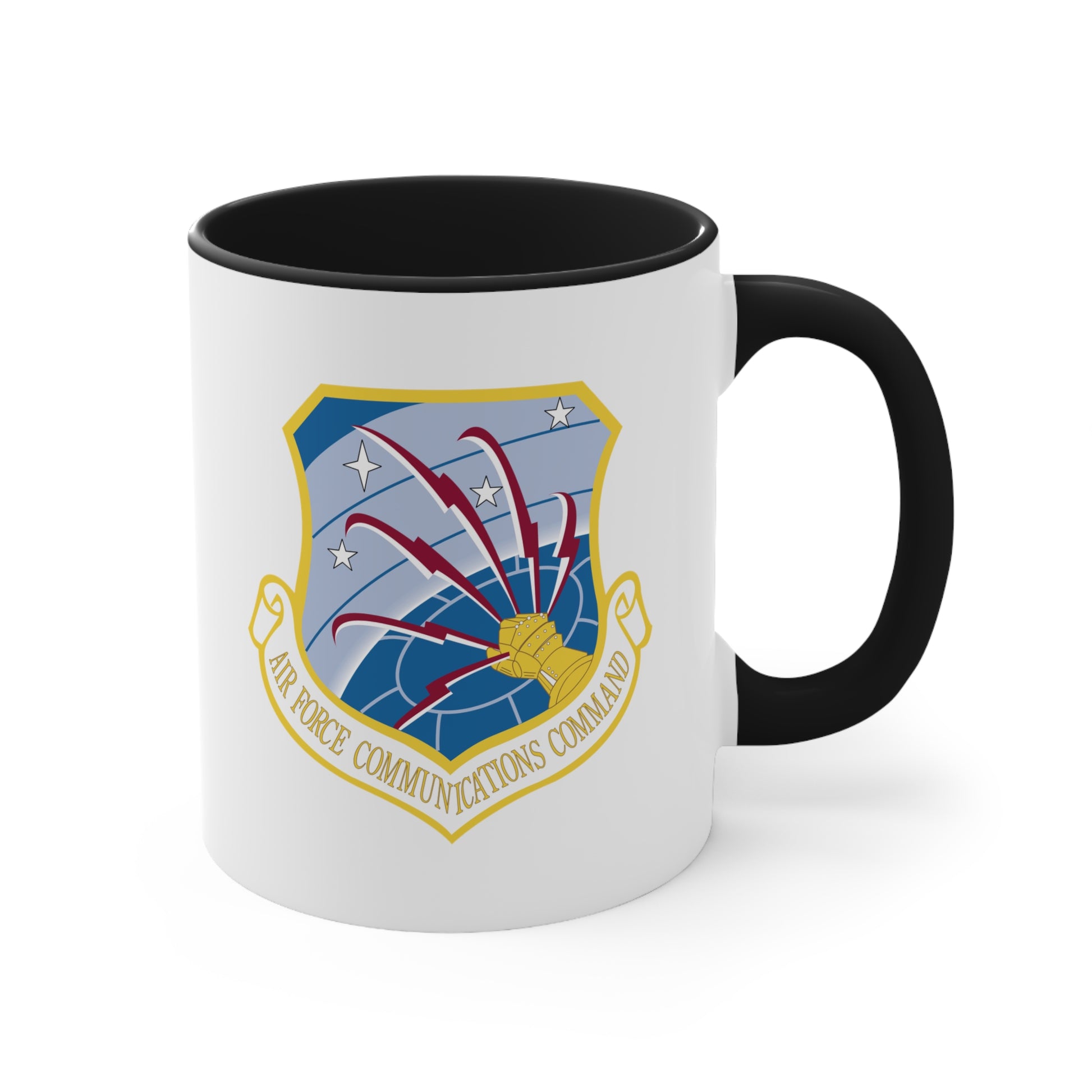 Air Force Communications Command - Double Sided Black Accent White Ceramic Coffee Mug 11oz by TheGlassyLass.com