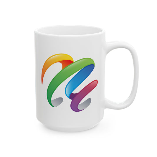 Rainbow Swirl Coffee Mug - Double Sided White Ceramic 15oz by TheGlassyLass.com
