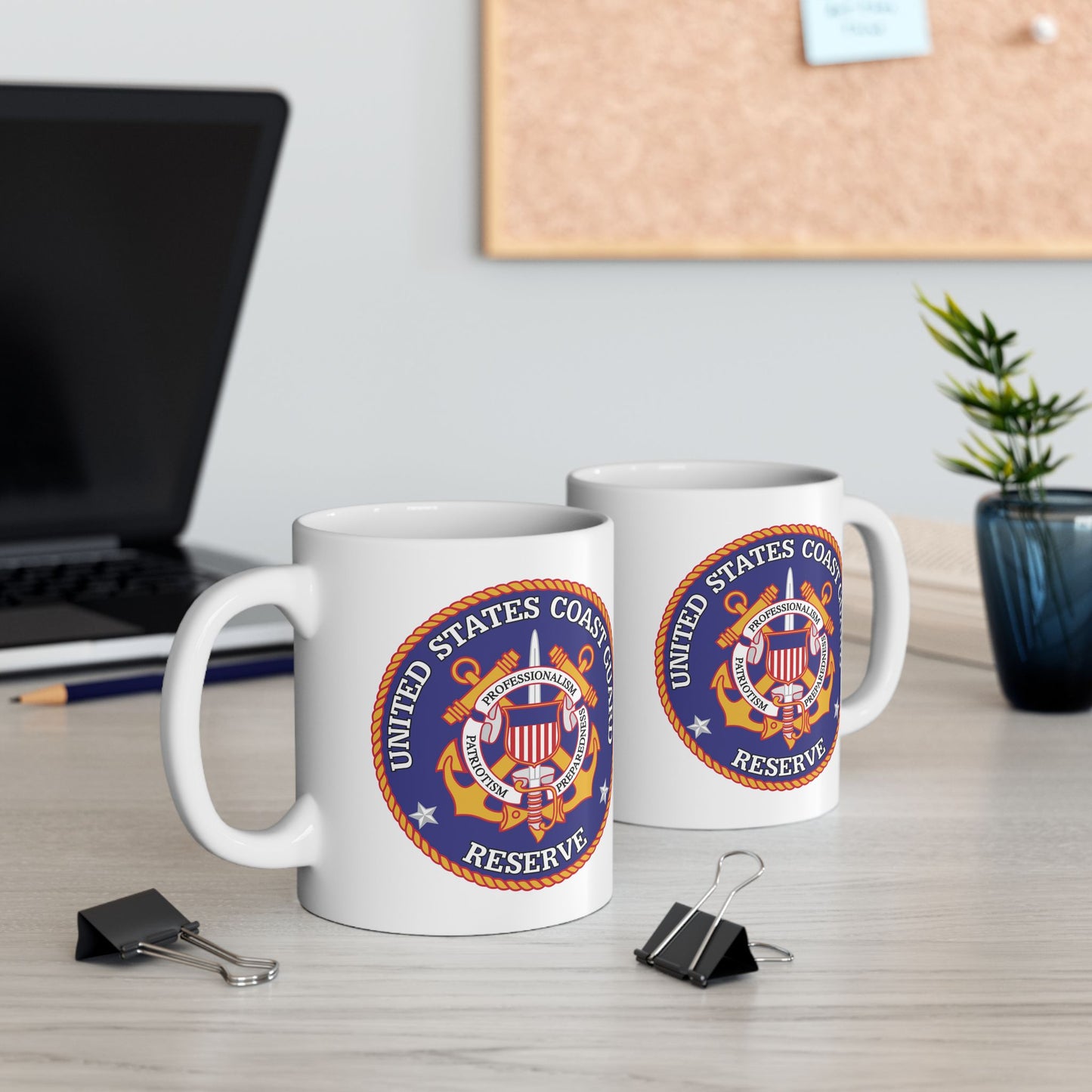 United States Coast Guard Reserve Seal Coffee Mug - Double Sided Print, White Ceramic, 11oz by TheGlassyLass.com