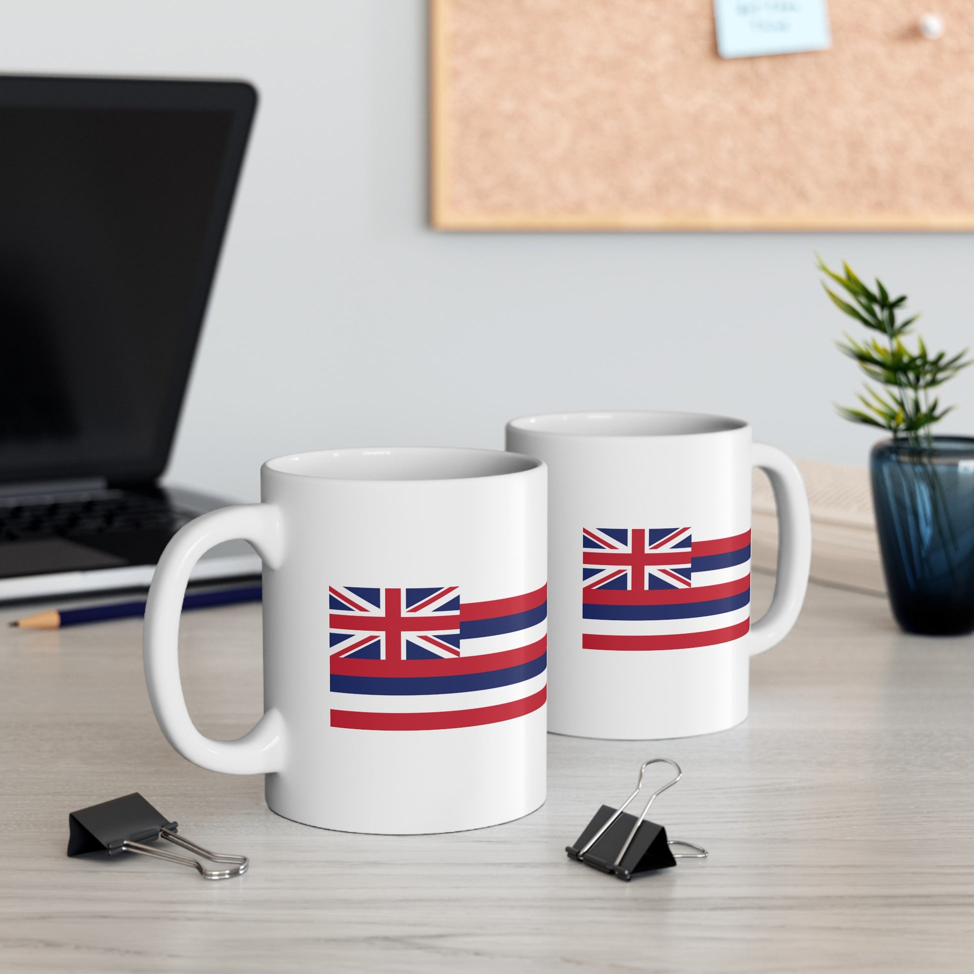 Hawaii State Flag - Double Sided White Ceramic Coffee Mug 11oz by TheGlassyLass.com