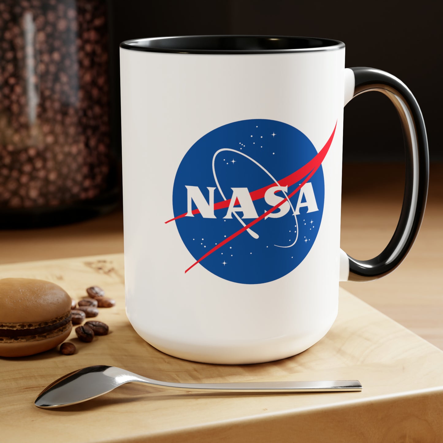 NASA Seal Coffee Mug - Double Sided Black Accent White Ceramic 15oz by TheGlassyLass