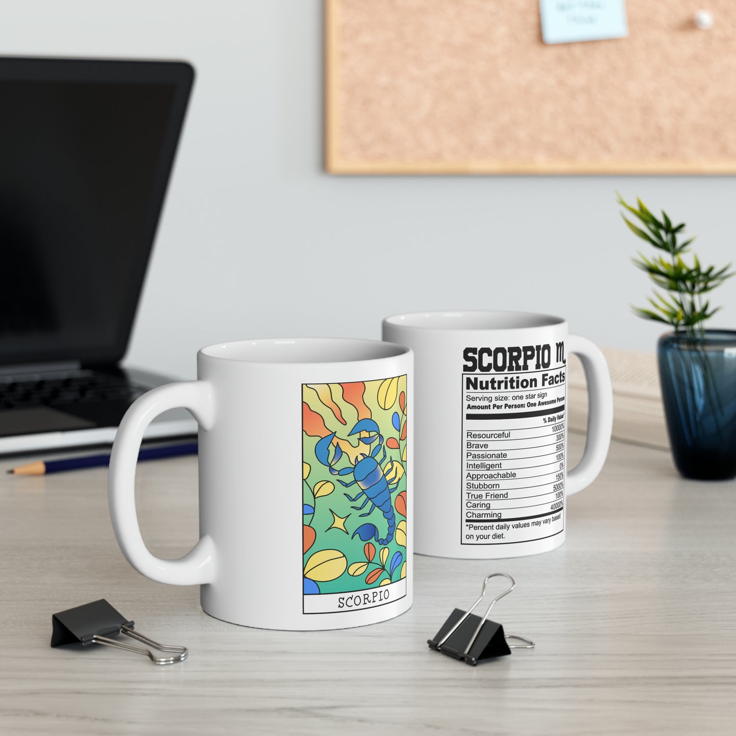 Scorpio Card Coffee Mug - Double Sided 11oz White Ceramic by TheGlassyLass.com