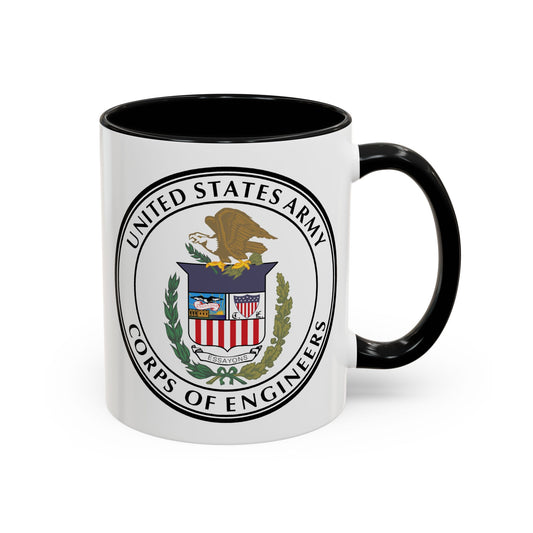 US Army Corps of Engineers Seal Coffee Mug - Double Sided Black Accent Ceramic 11oz - by TheGlassyLass.com