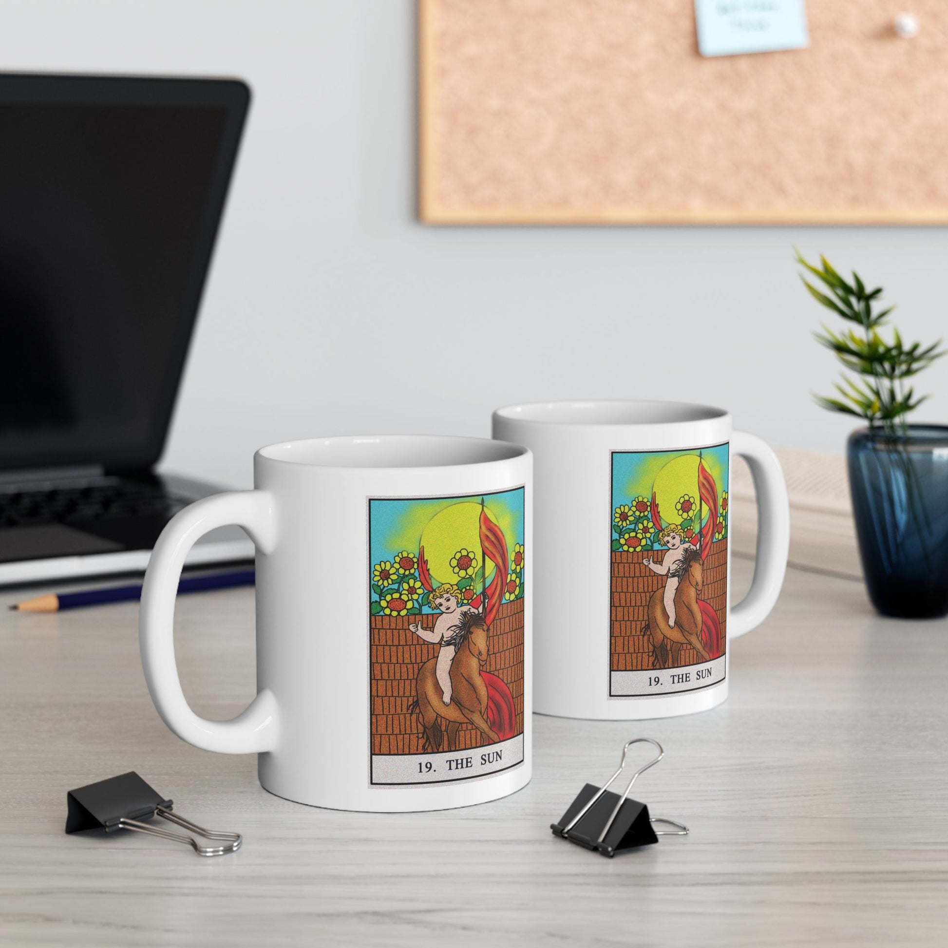 The Sun Tarot Card Coffee Mug - Double Sided Print, White Ceramic, 11oz by TheGlassyLass.com