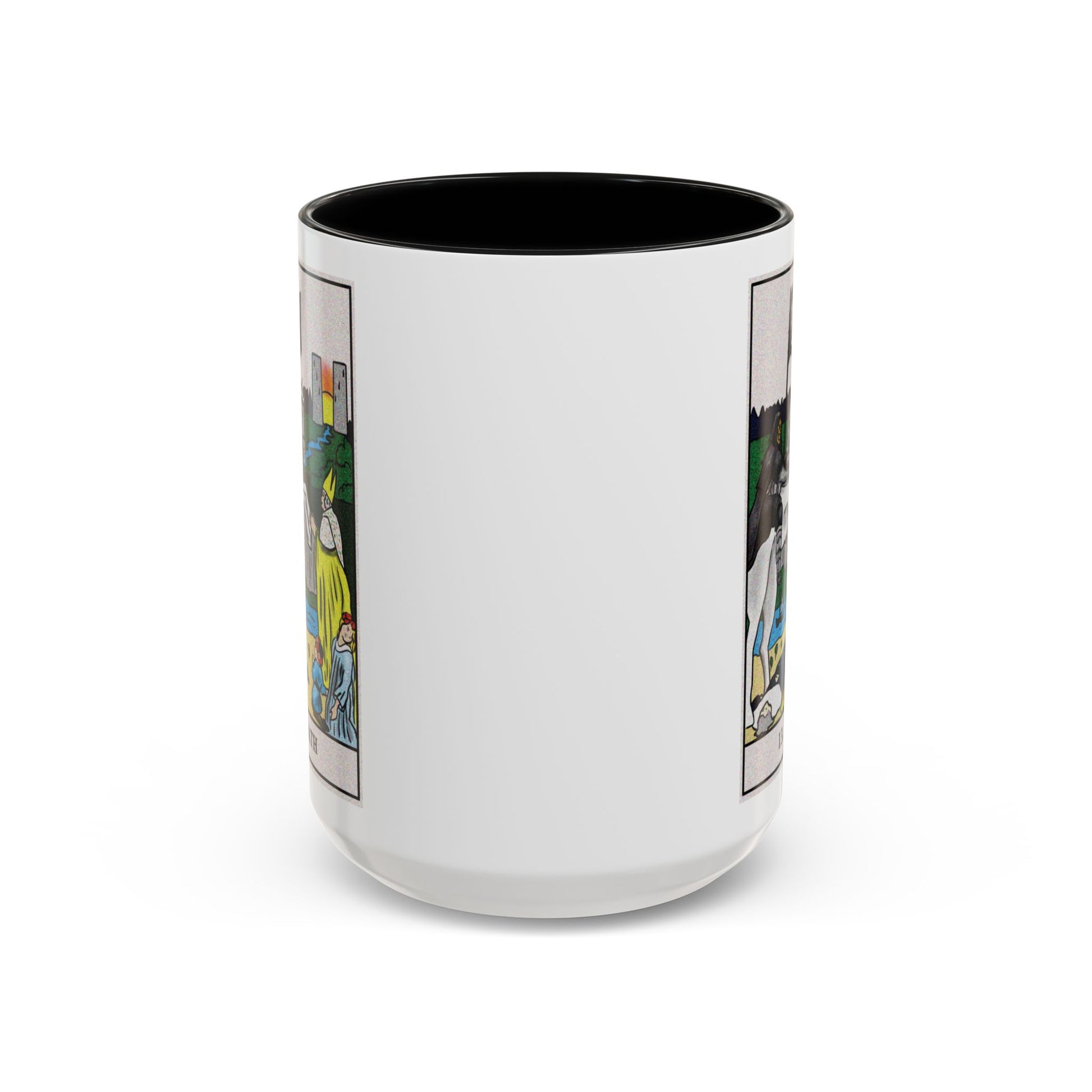Death Tarot Card Coffee Mug - Double Sided Black Accent White Ceramic 15oz by TheGlassyLass.com