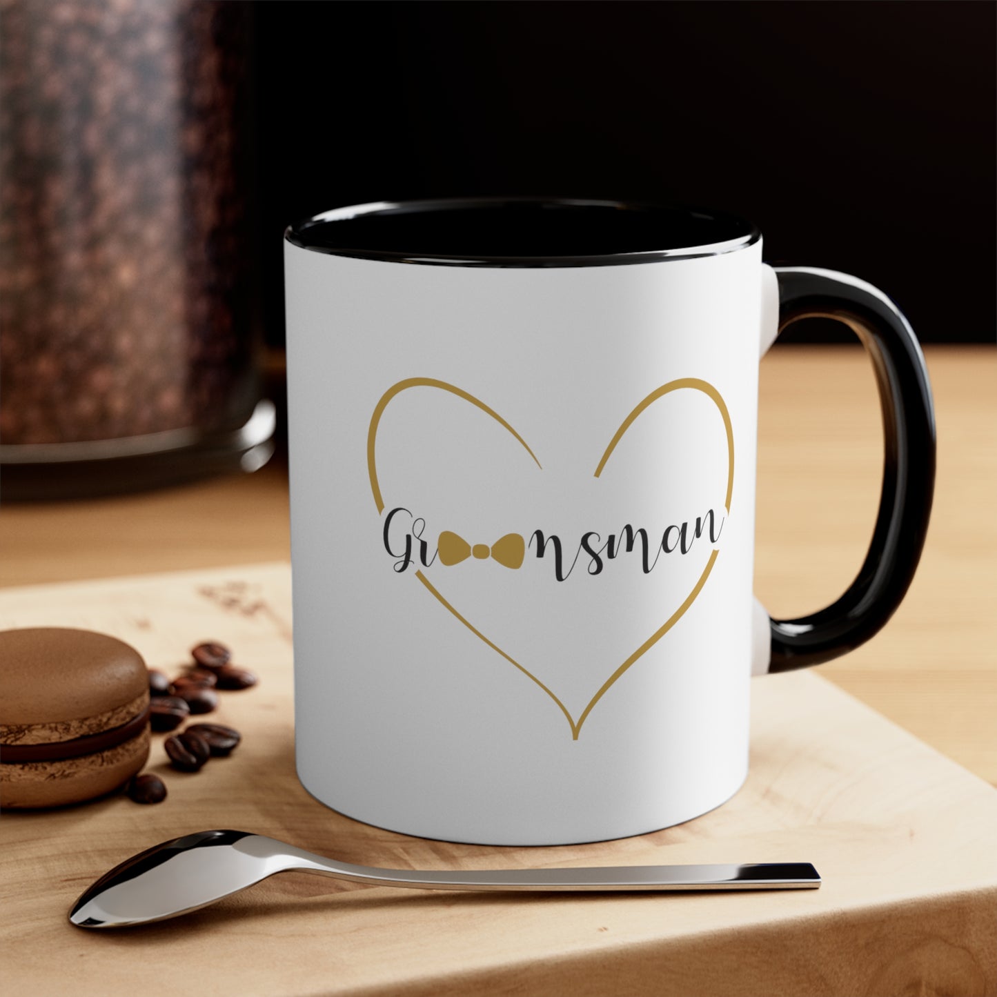 Groomsman Coffee Mug - Double Sided Black Accent Ceramic 11oz by TheGlassyLass.com