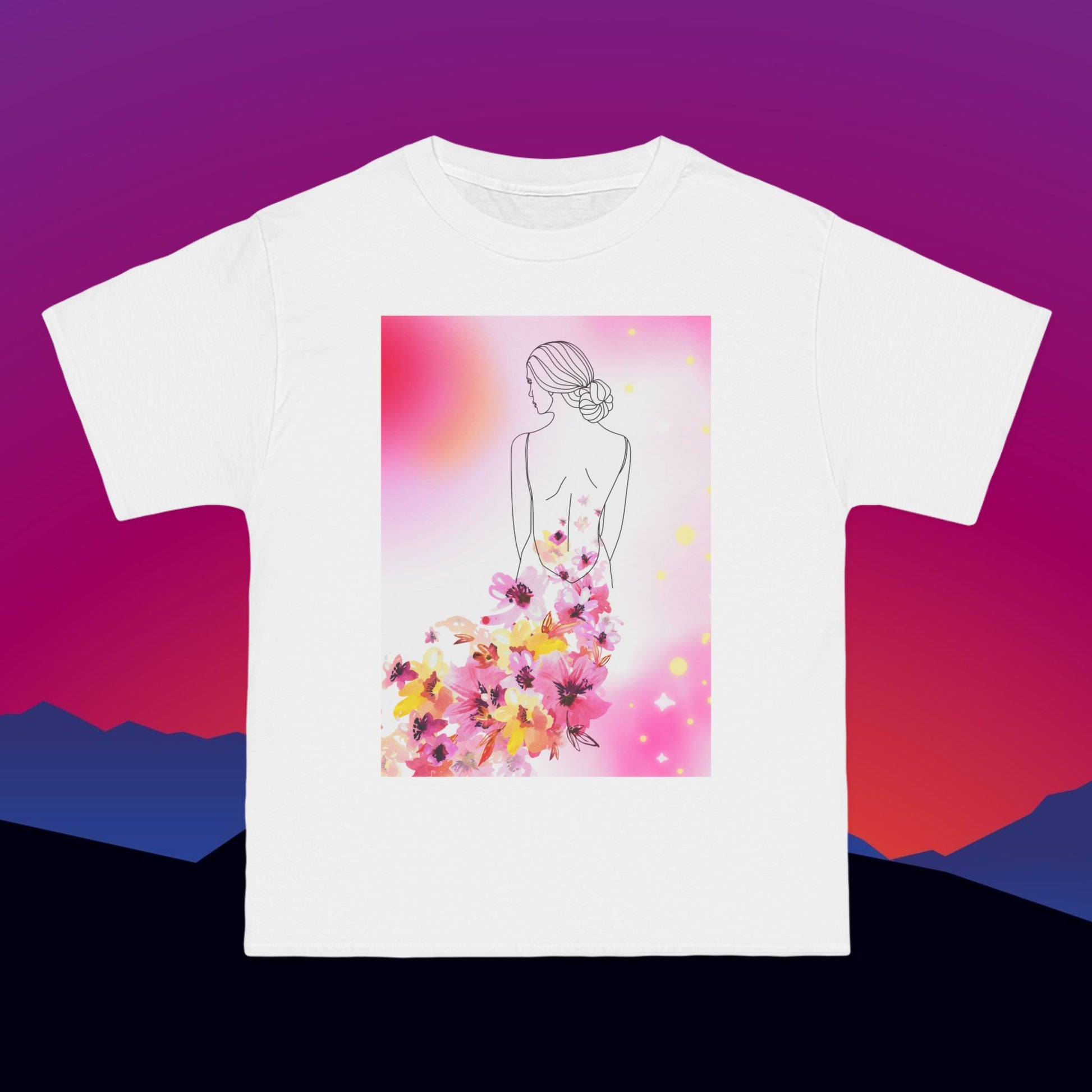 Flower Train T-Shirt: (Hanes Beefy-T 100% Preshrunk Cotton Custom Printed by TheGlassyLass.com