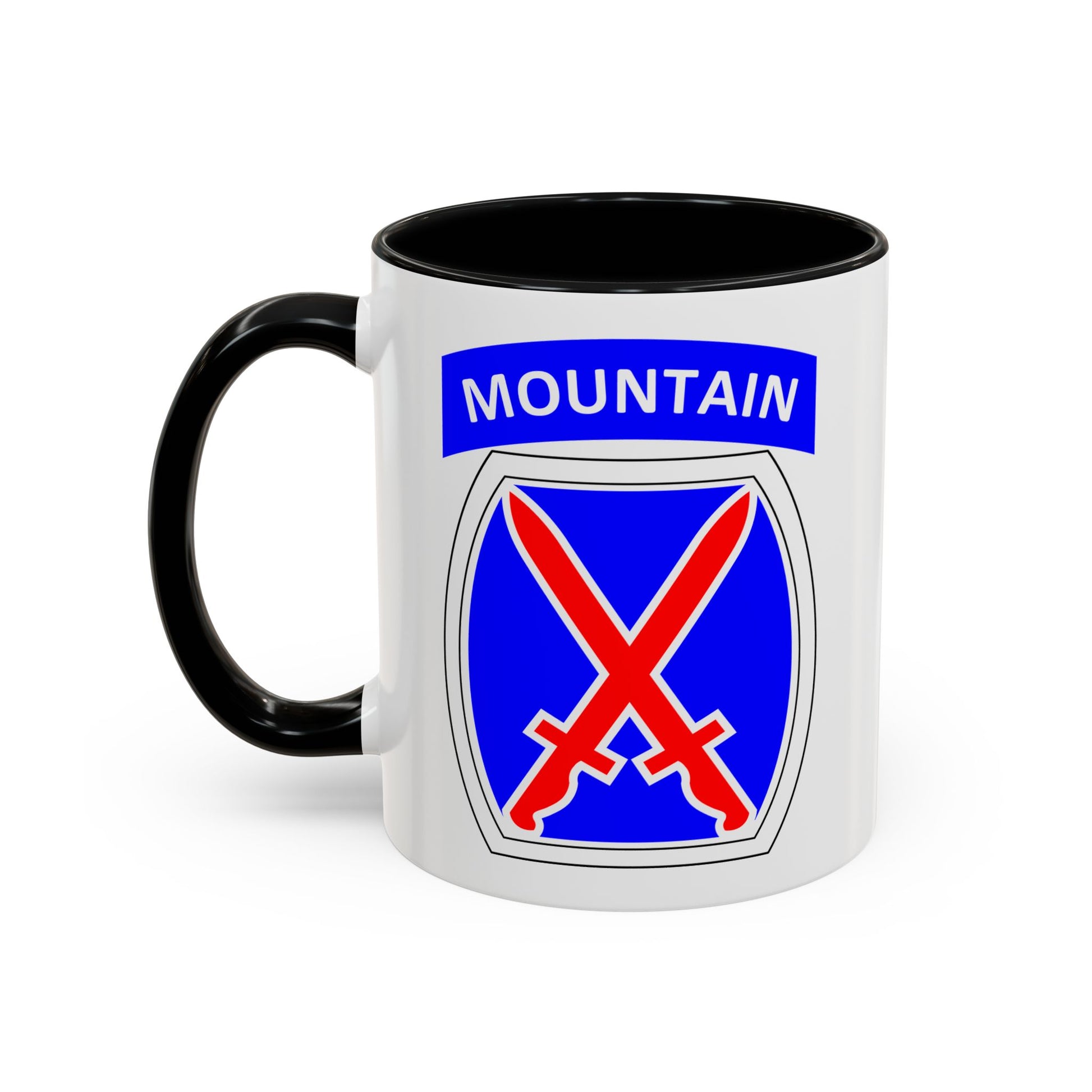 10th Mountain Division Coffee Mug - Double Sided Black Accent White Ceramic 11oz by TheGlassyLass.com