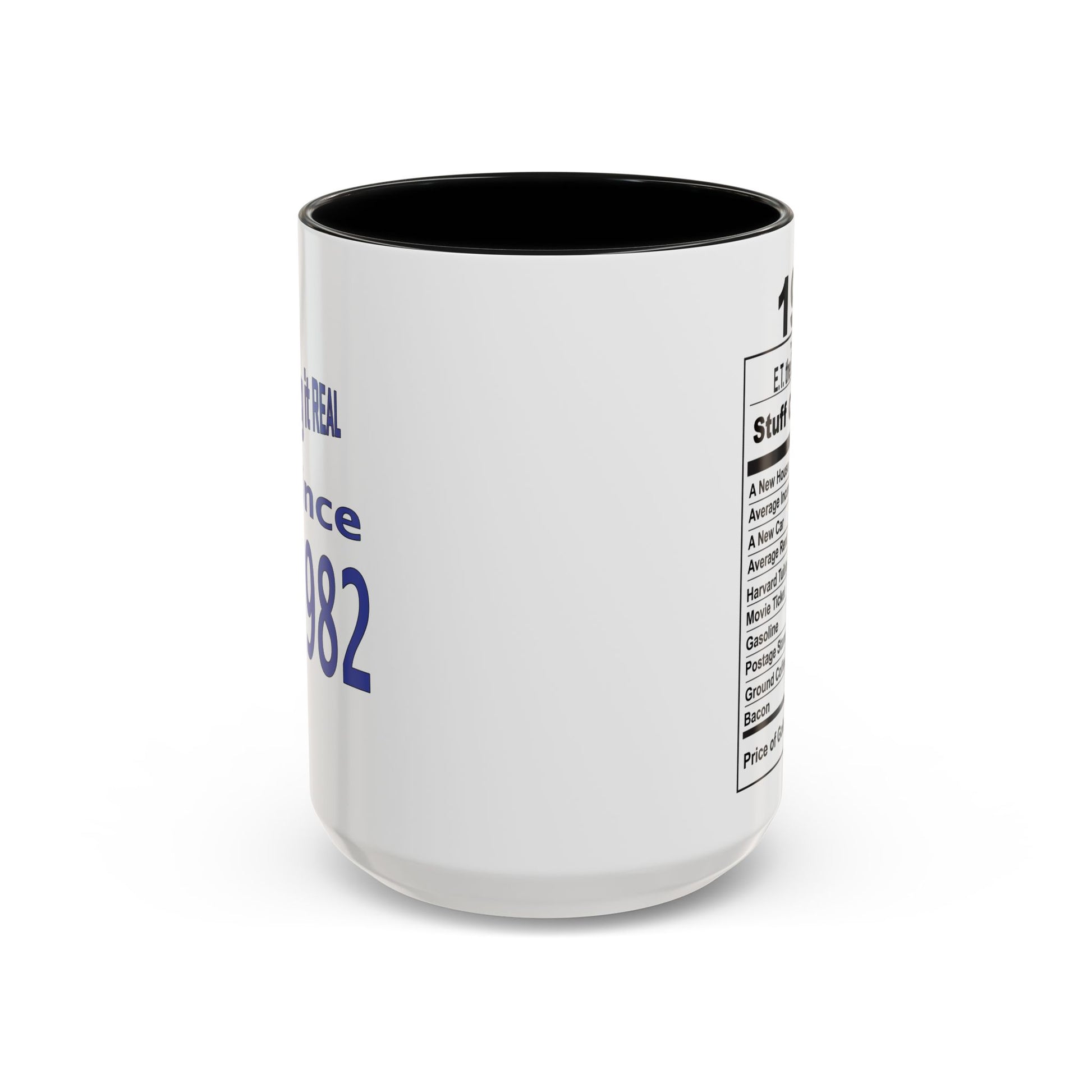 Keepin it Real Since 1982 Coffee Mug - Double Sided Print, Black Accent White Ceramic, 15oz by TheGlassyLass.com
