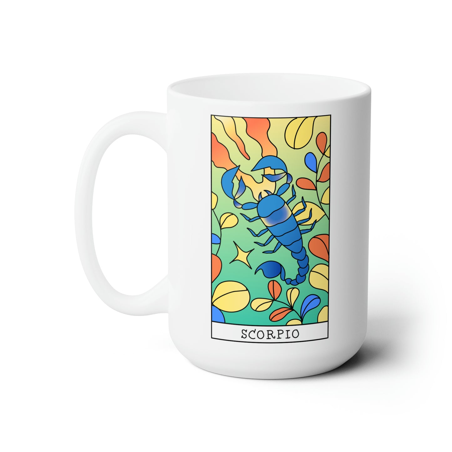 Scorpio Tarot Card Coffee Mug - Double Sided White Ceramic 15oz - by TheGlassyLass.com