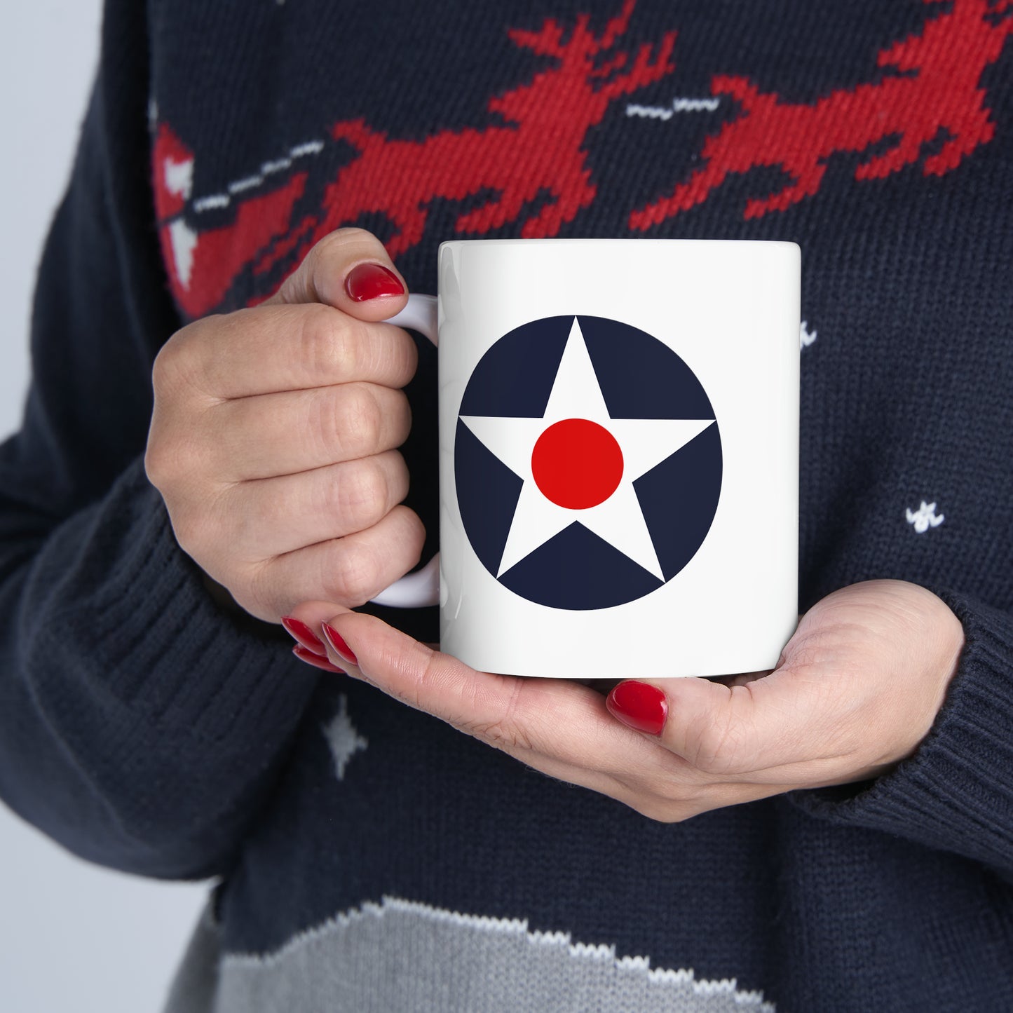 US Army Air Corp Roundel Coffee Mug - Double Sided White Ceramic 11oz - By TheGlassyLass.com