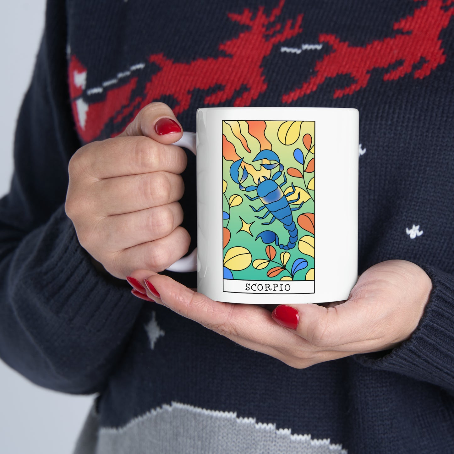Scorpio Card Coffee Mug - Double Sided 11oz White Ceramic by TheGlassyLass.com