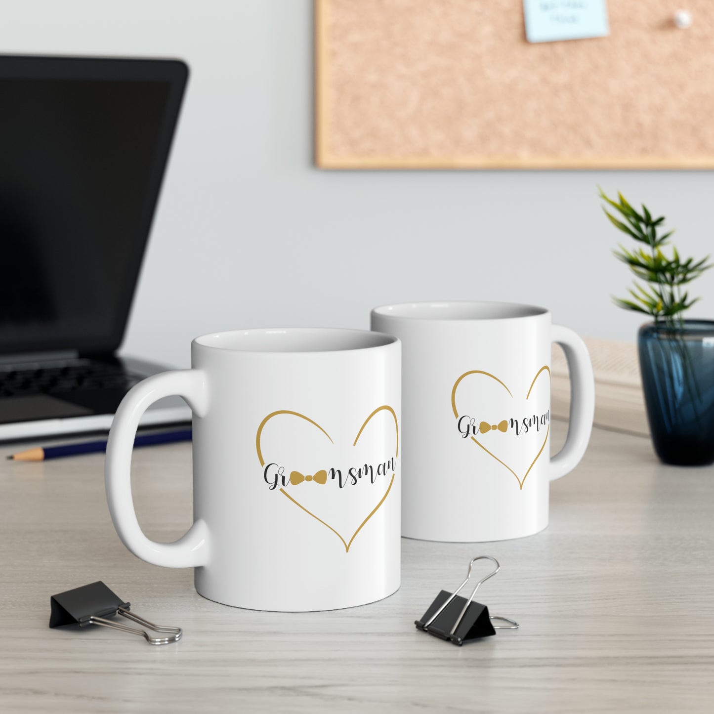Groomsman Coffee Mug - Double Sided 11oz White Ceramic by TheGlassyLass.com