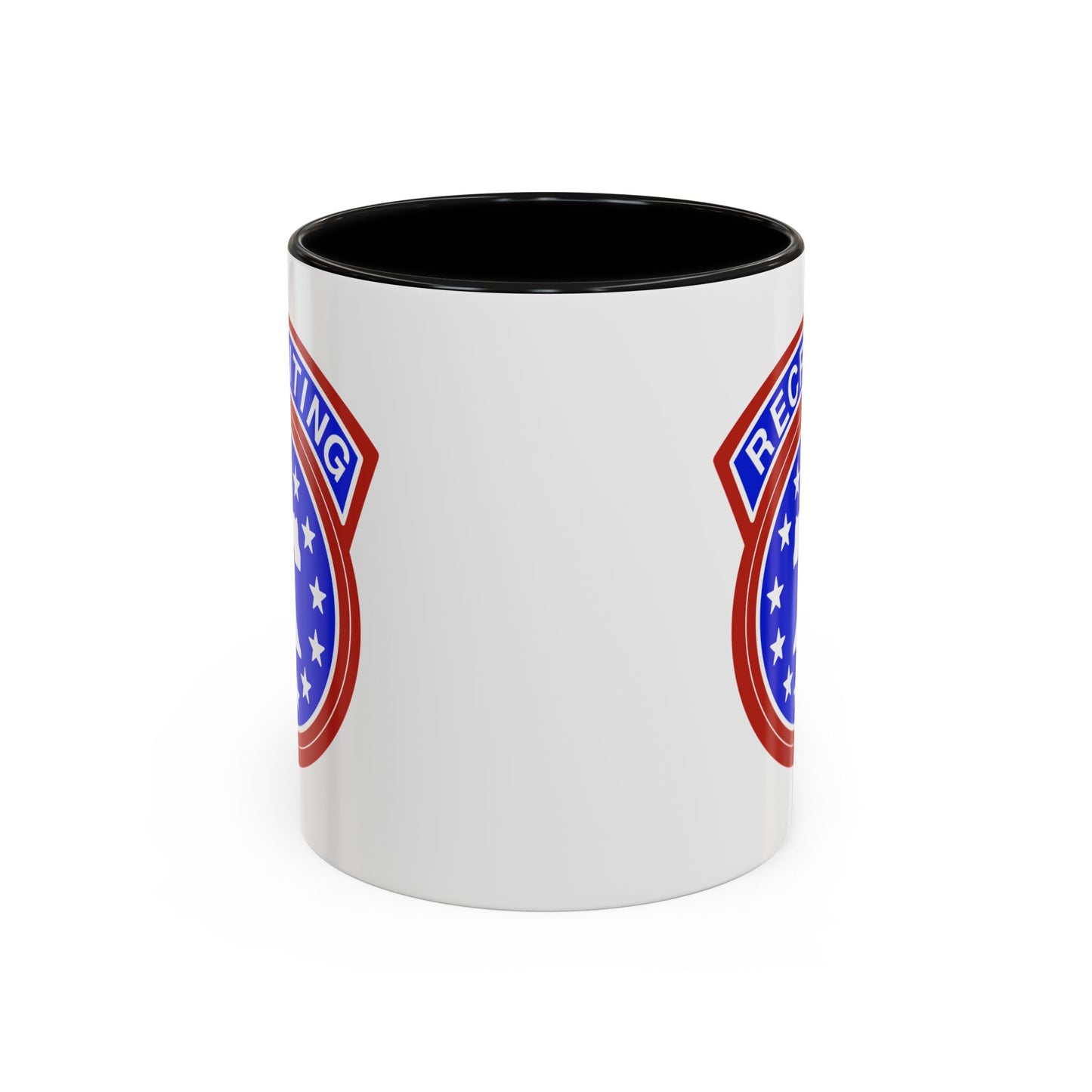 Army Recruiting Coffee Mug - Double Sided Black Accent White Ceramic 11oz - Custom Printed by TheGlassyLass.com