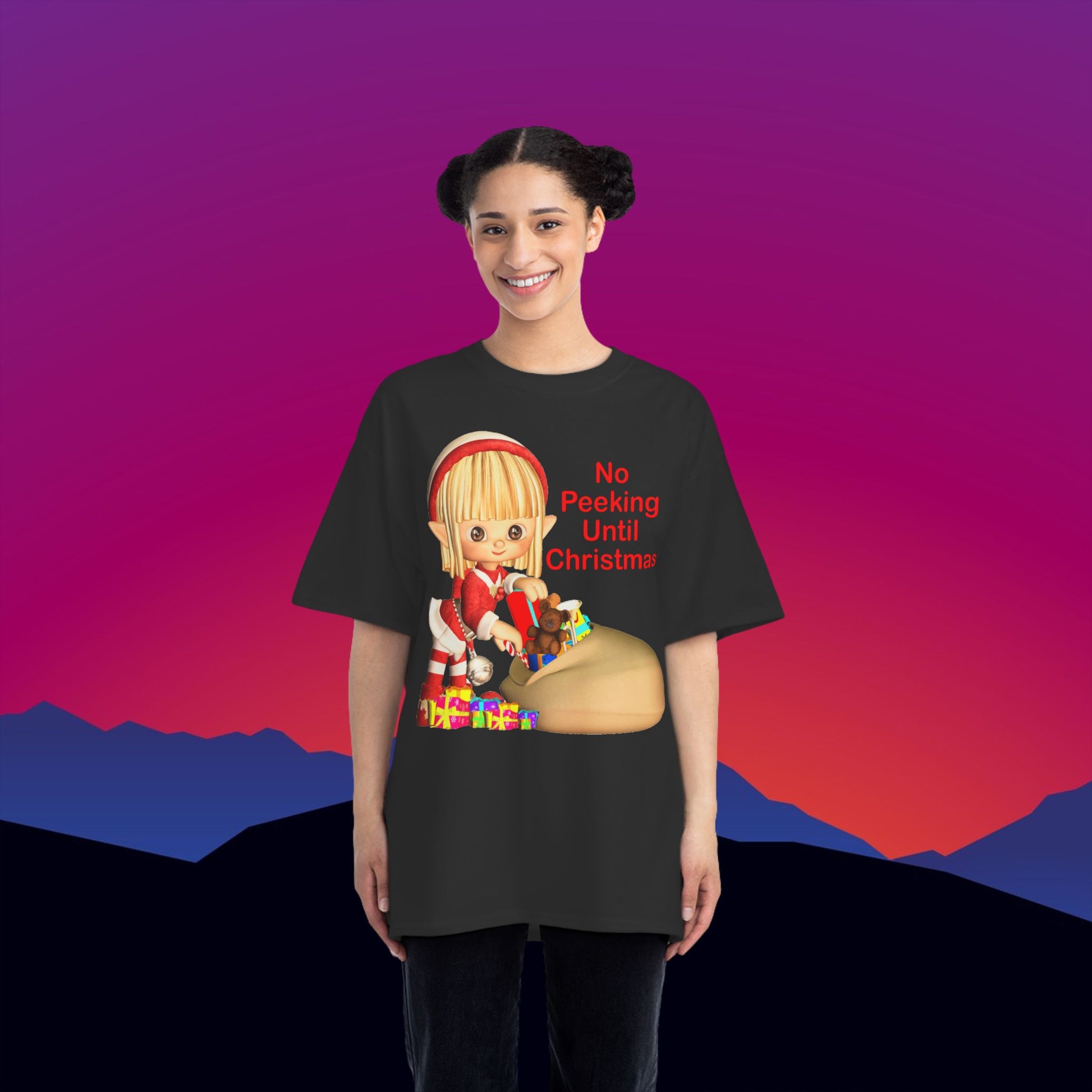 Christmas Elf T-Shirt: (Hanes Beefy-T 100% Preshrunk Cotton Custom Printed by TheGlassyLass.com