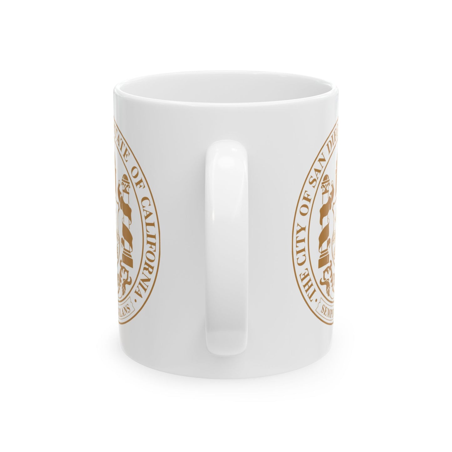 City of San Diego Seal Coffee Mug - Double Sided Print, White Ceramic, 11oz by TheGlassyLass.com