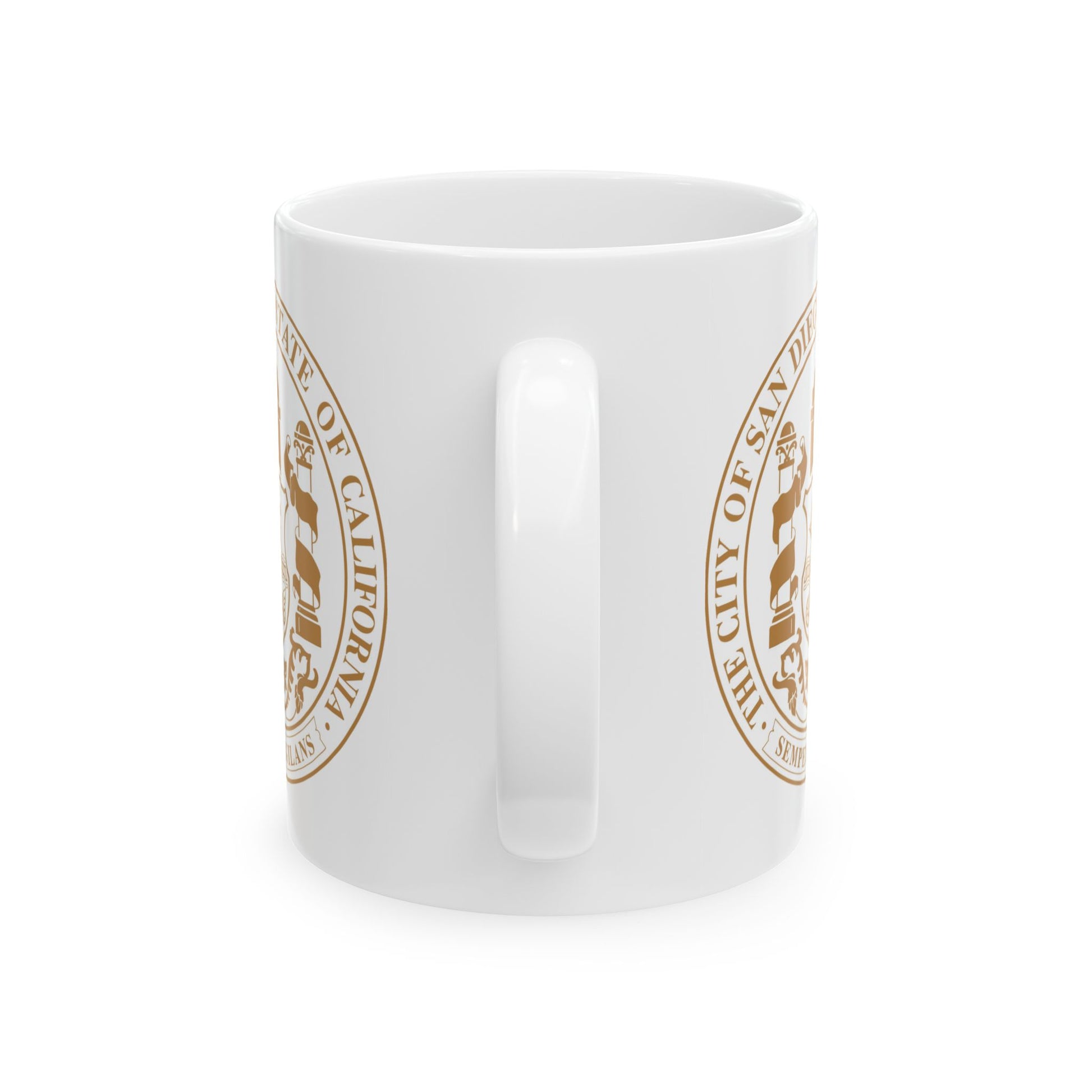 City of San Diego Seal Coffee Mug - Double Sided Print, White Ceramic, 11oz by TheGlassyLass.com