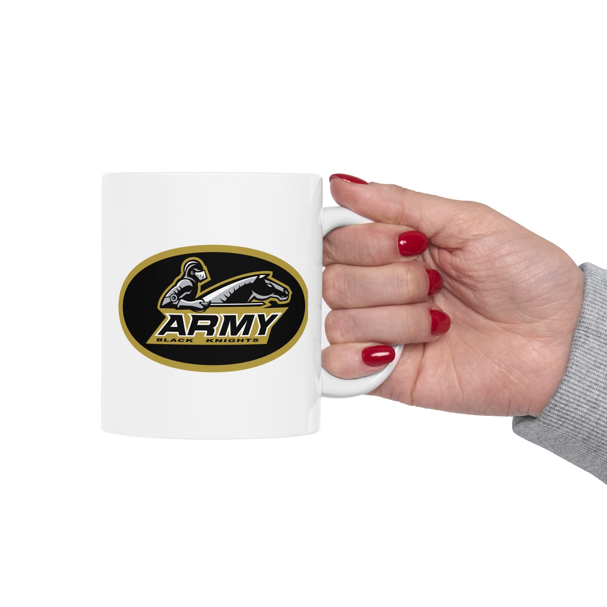 US Army Black Knights - Double Sided White Ceramic Coffee Mug 11oz by TheGlassyLass.com