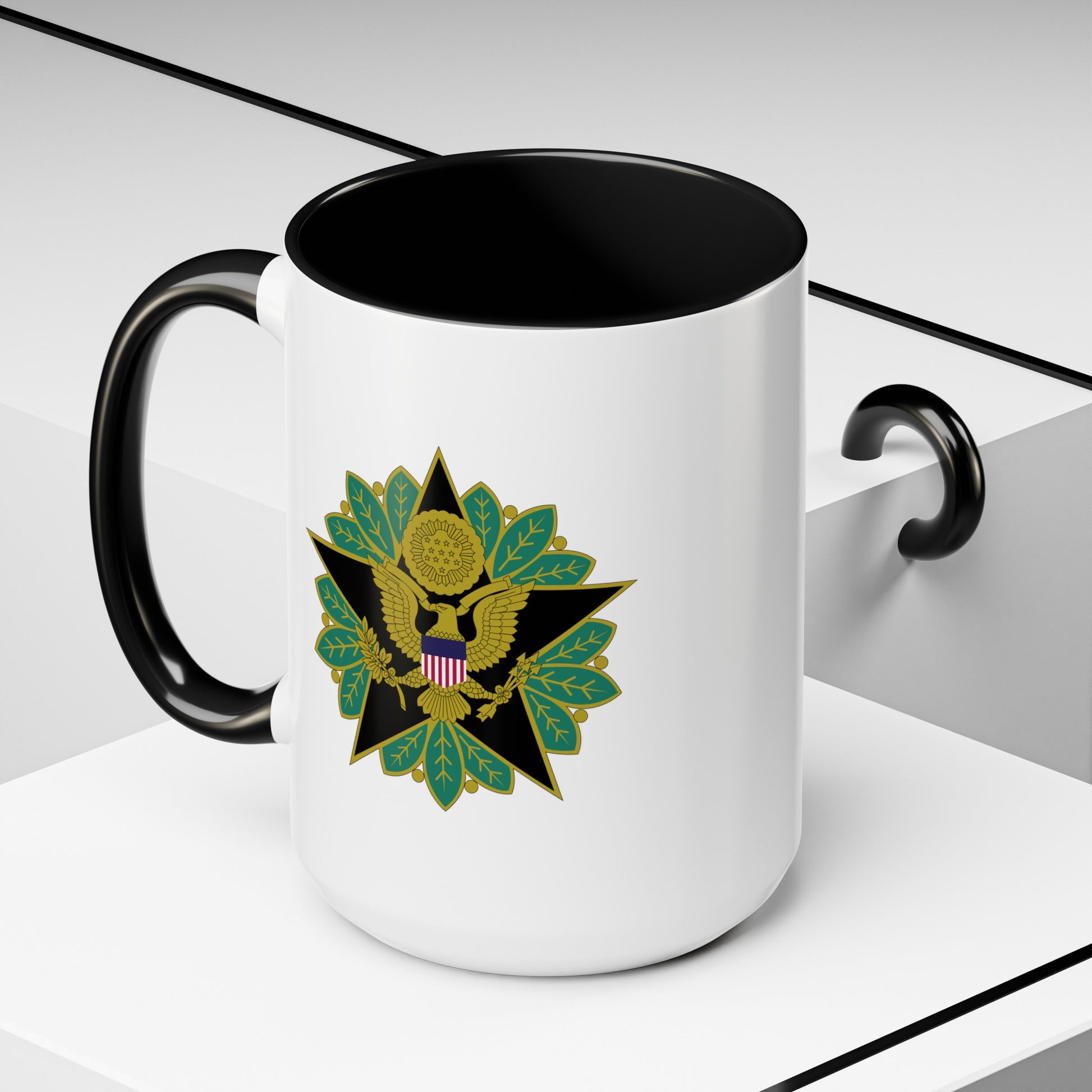 US Army General Staff - Double Sided Black Accent White Ceramic Coffee Mug 15oz by TheGlassyLass.com