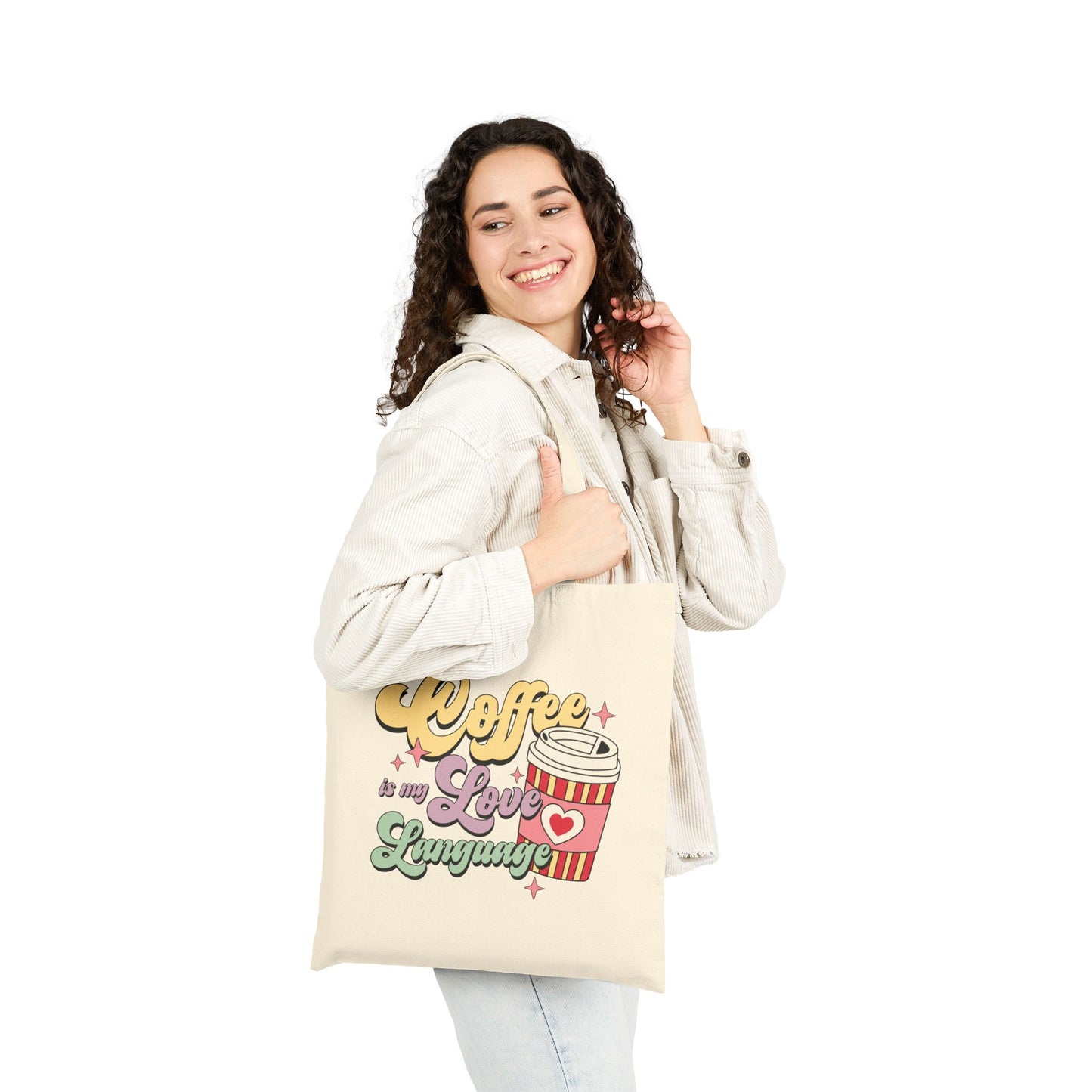 Coffee Is My Love Language Logo Tote Bag - Heavyweight 100% Cotton Canvas by TheGlassyLass.com