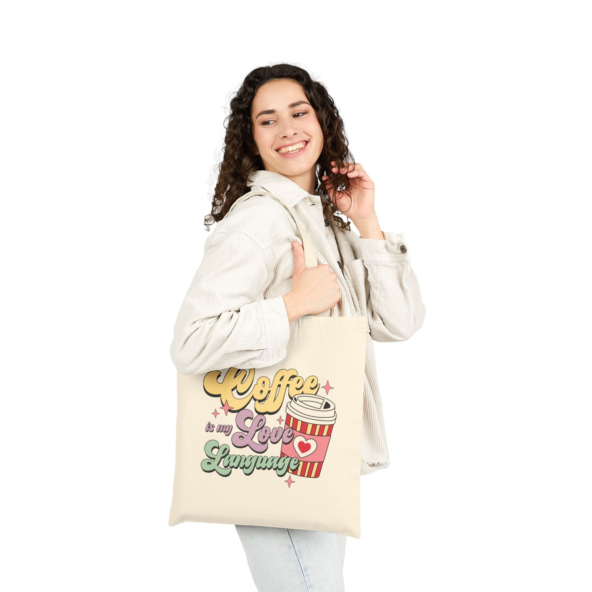 Coffee Is My Love Language Logo Tote Bag - Heavyweight 100% Cotton Canvas by TheGlassyLass.com